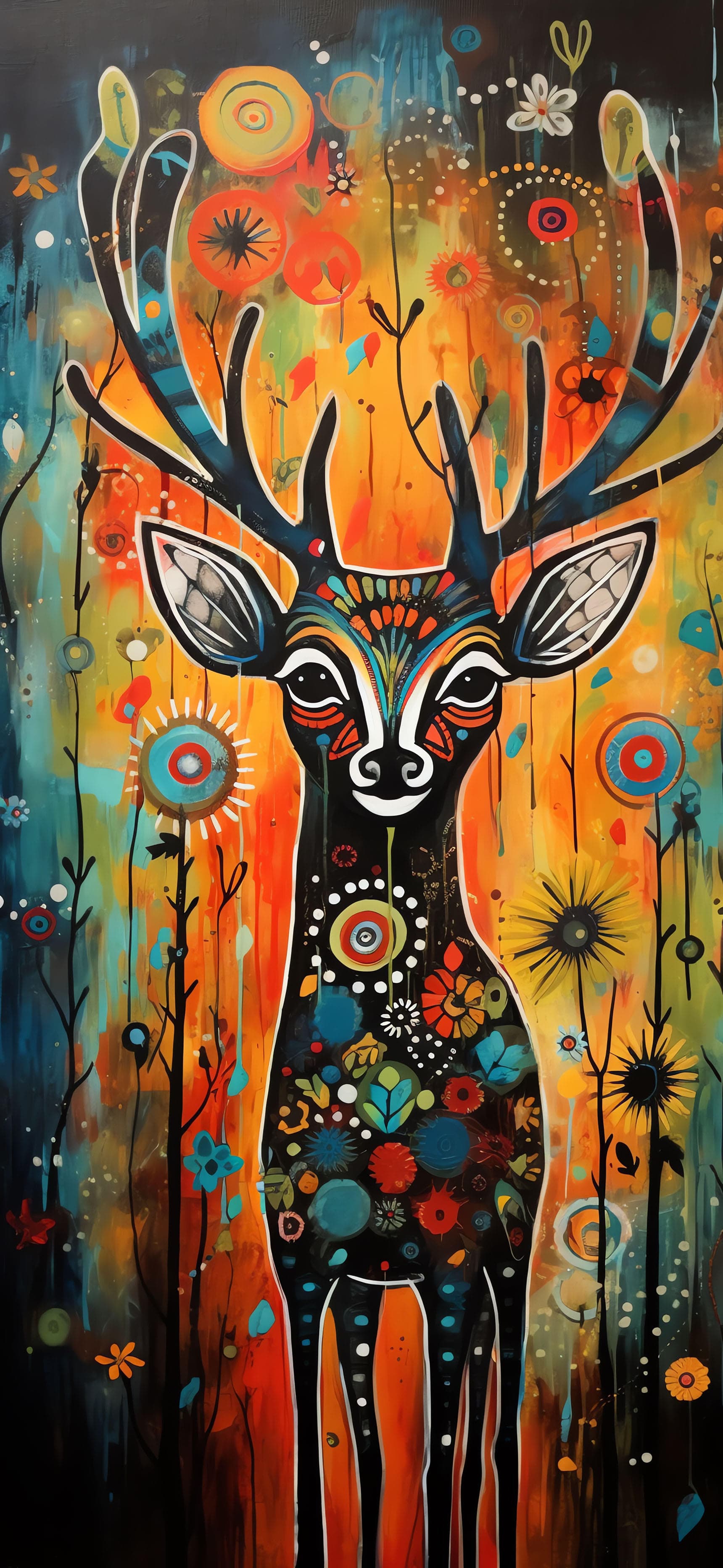 Floral Deer Spirit - free phone wallpaper