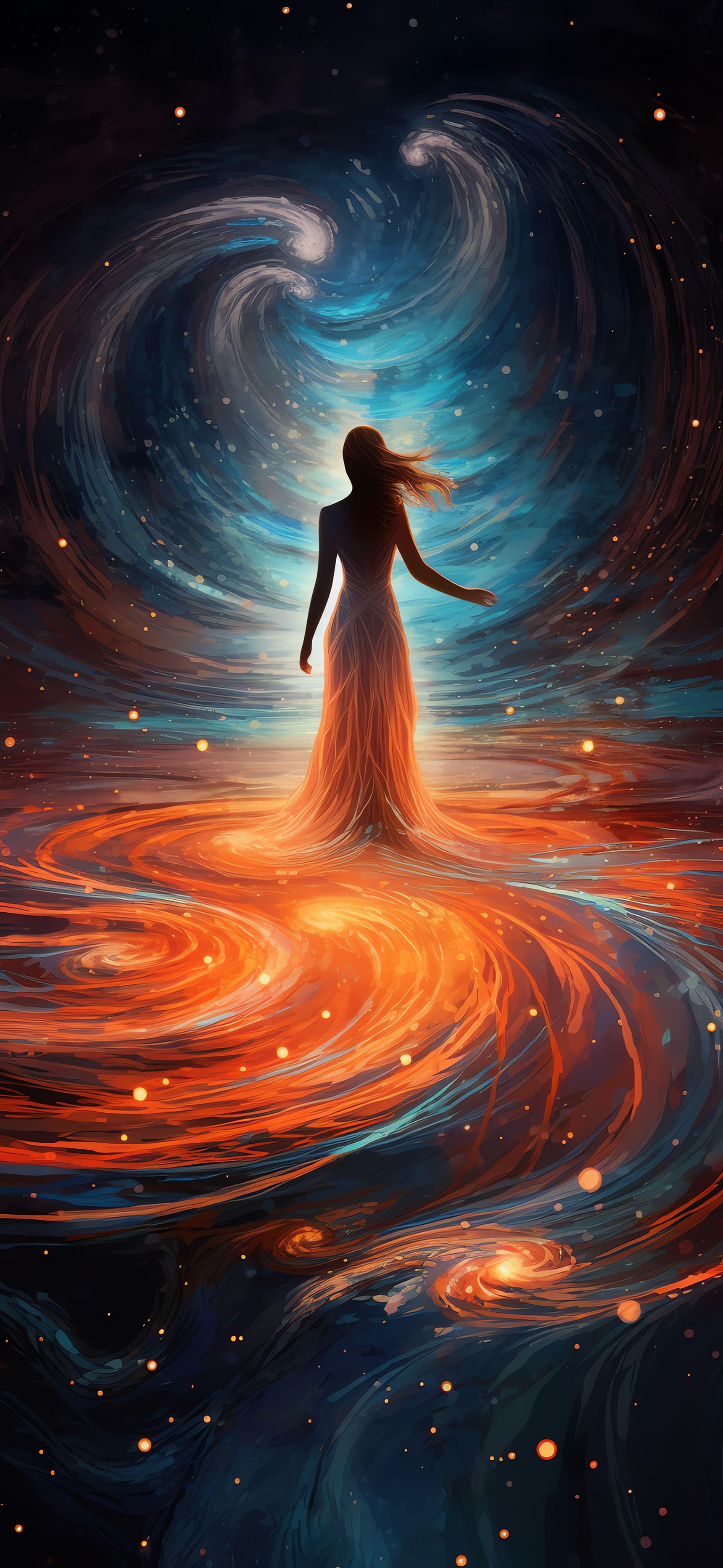 Cosmic Flow Woman - free phone wallpaper