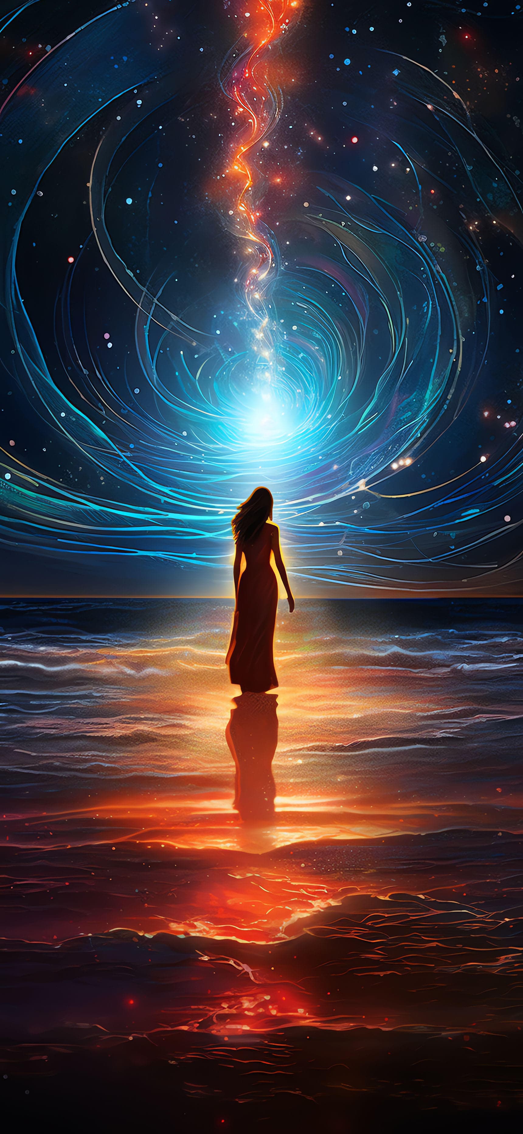 Cosmic Beach Walker - free phone wallpaper