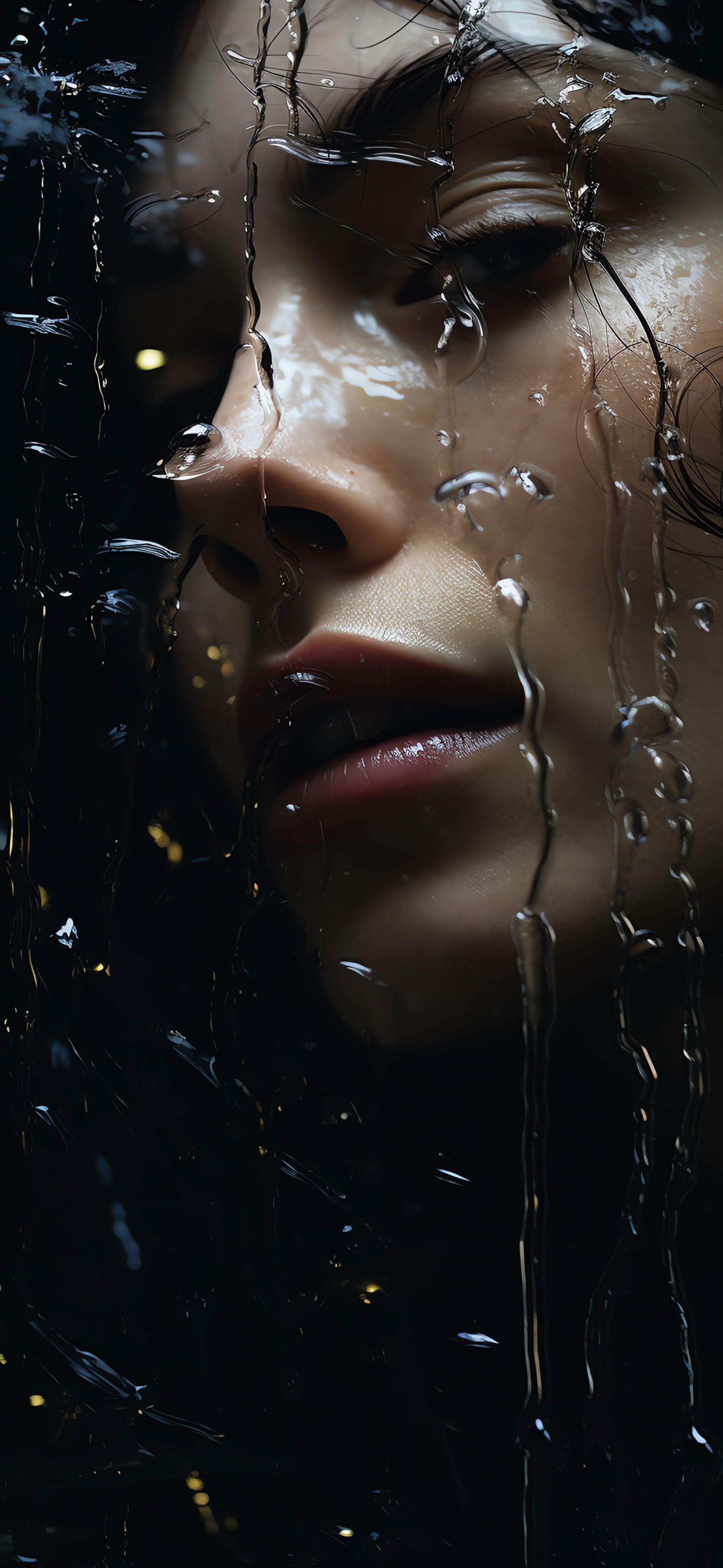 Rainy Face Close-up - free phone wallpaper