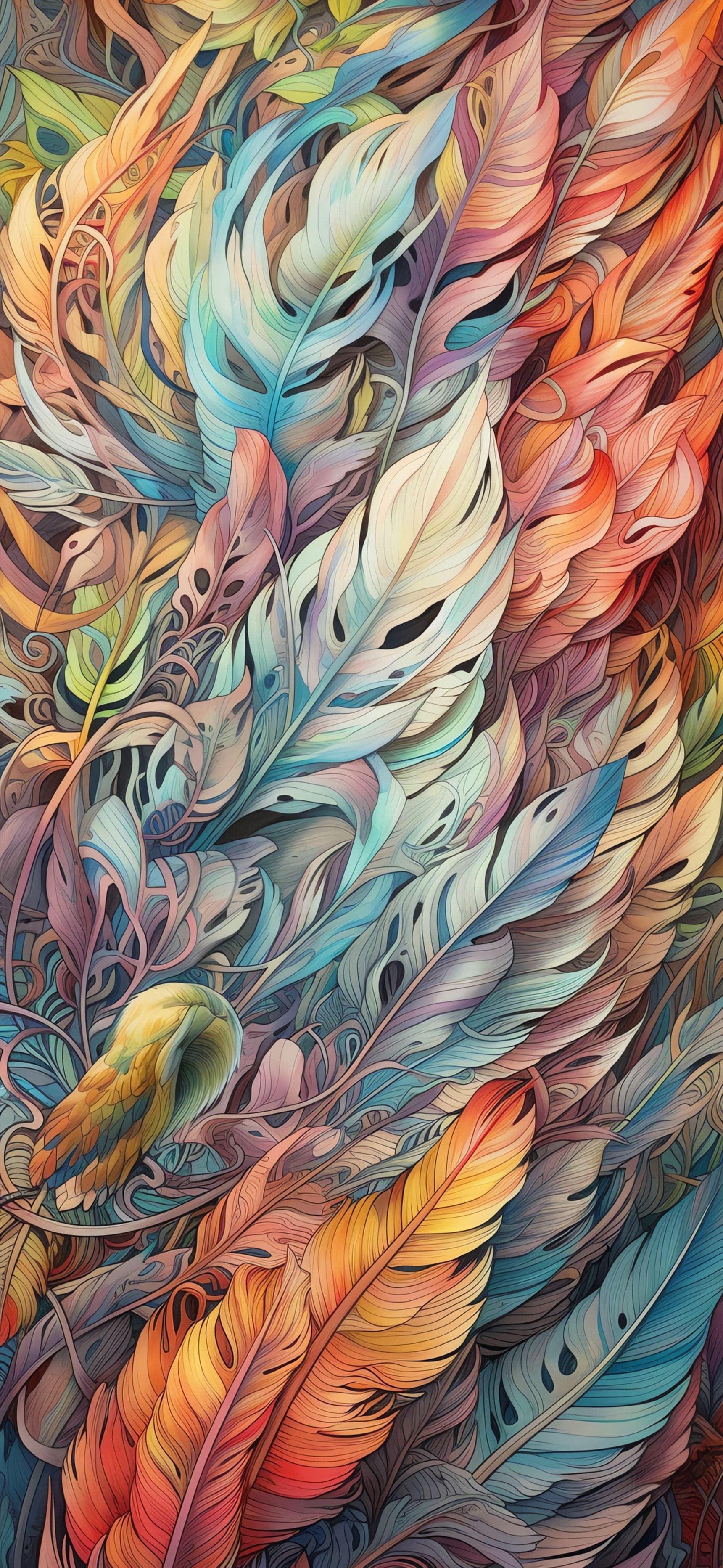 Feathered Color Burst - free phone wallpaper