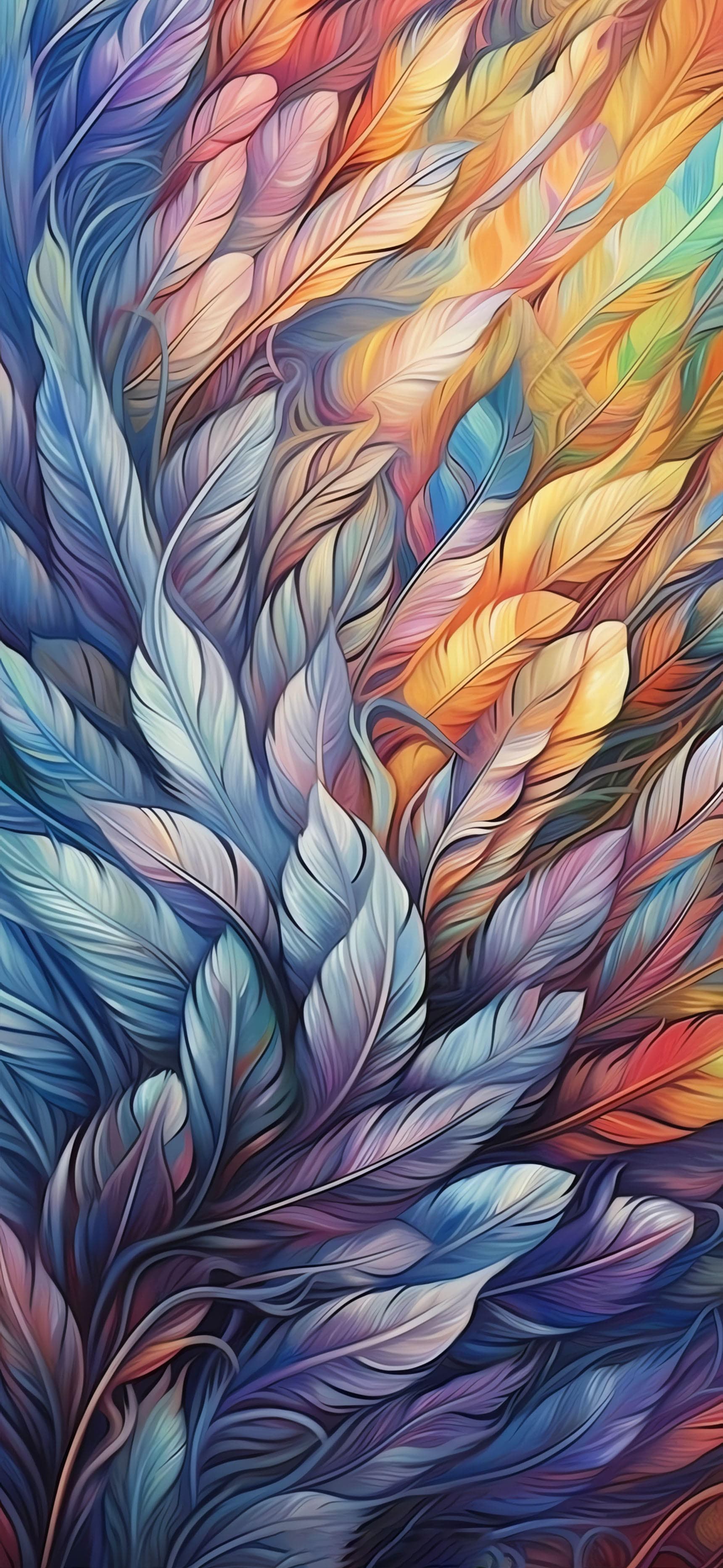 Feather Cascade - free phone wallpaper