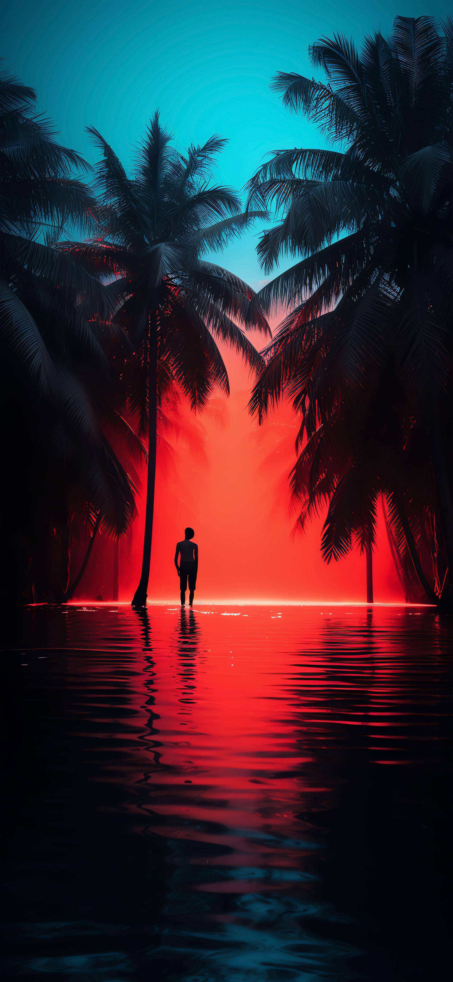 Neon Beach Escape - free phone wallpaper