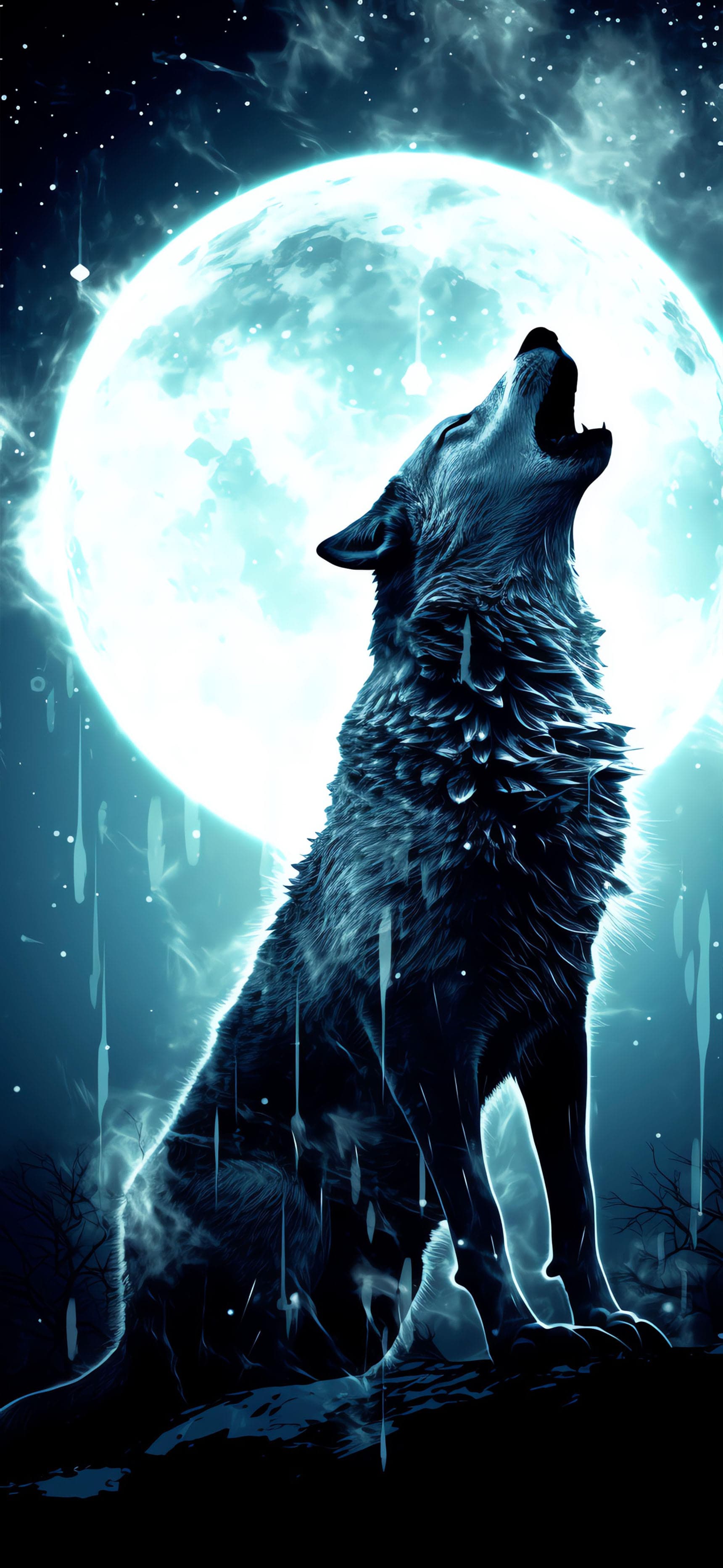 Lunar Wolf Howl - free phone wallpaper