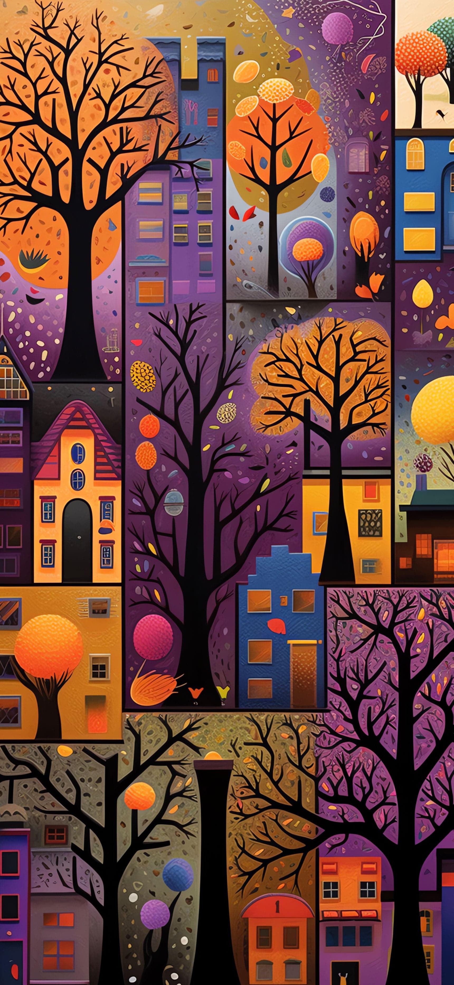 Autumn Town Collage - free phone wallpaper