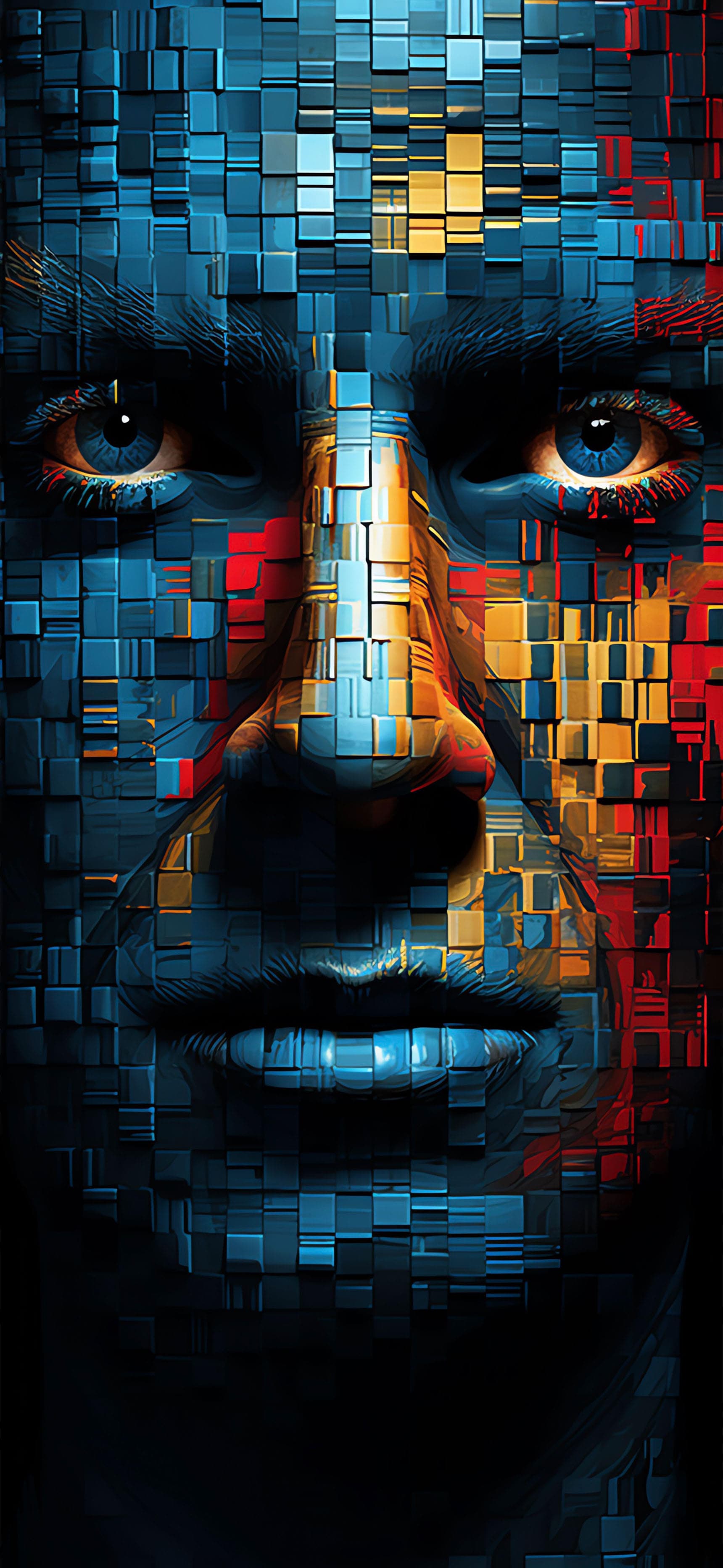 Pixelated Face Art - free phone wallpaper