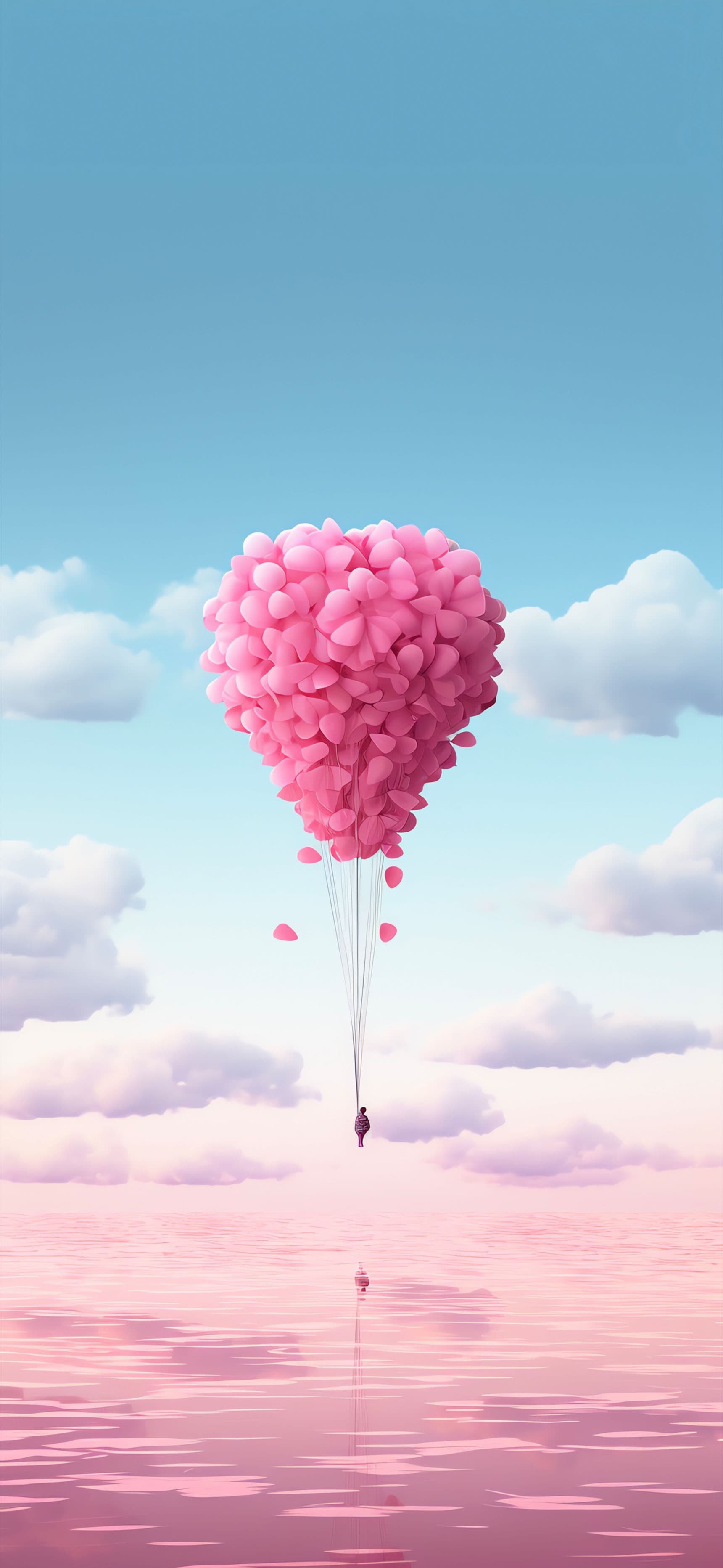 Floating Heart Balloons - free phone wallpaper