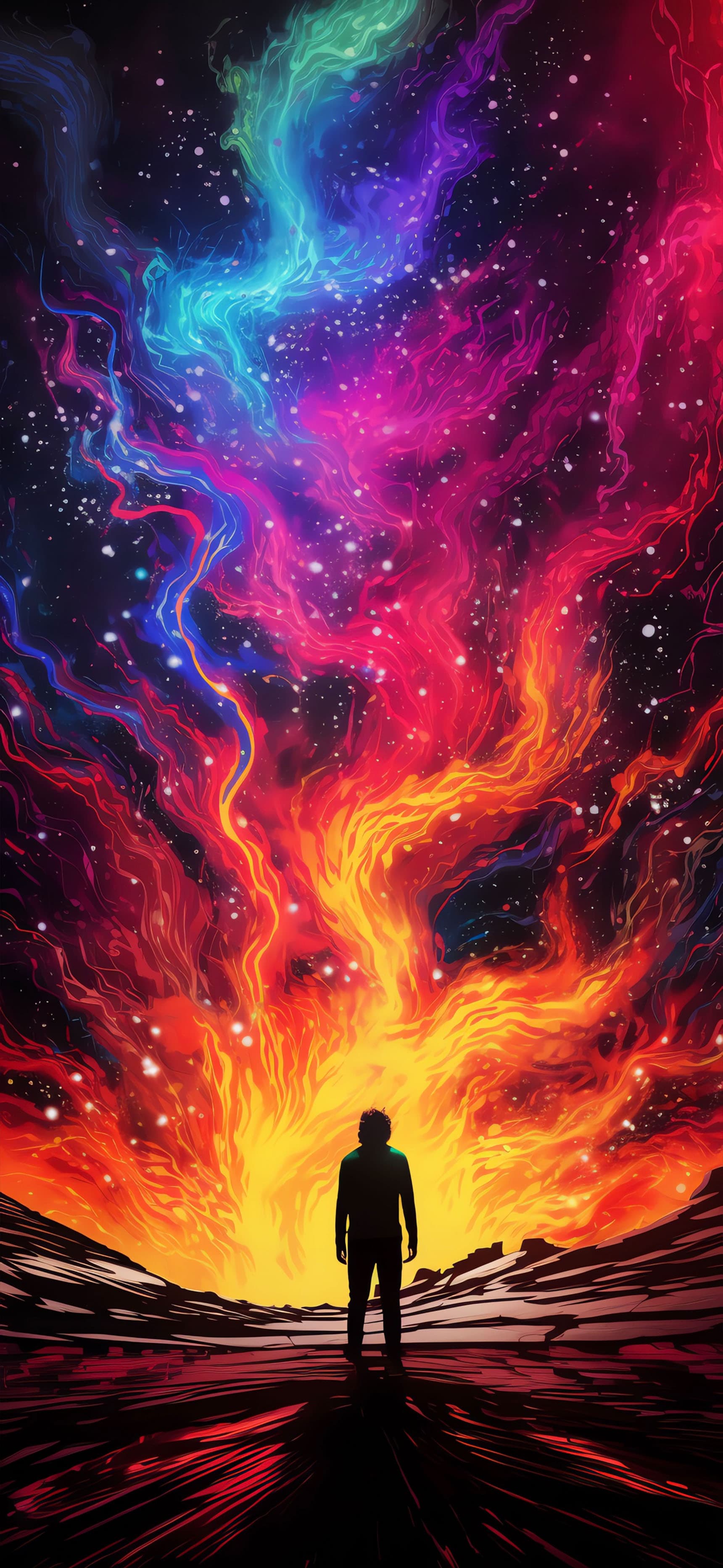 Cosmic Fire Gaze - free phone wallpaper