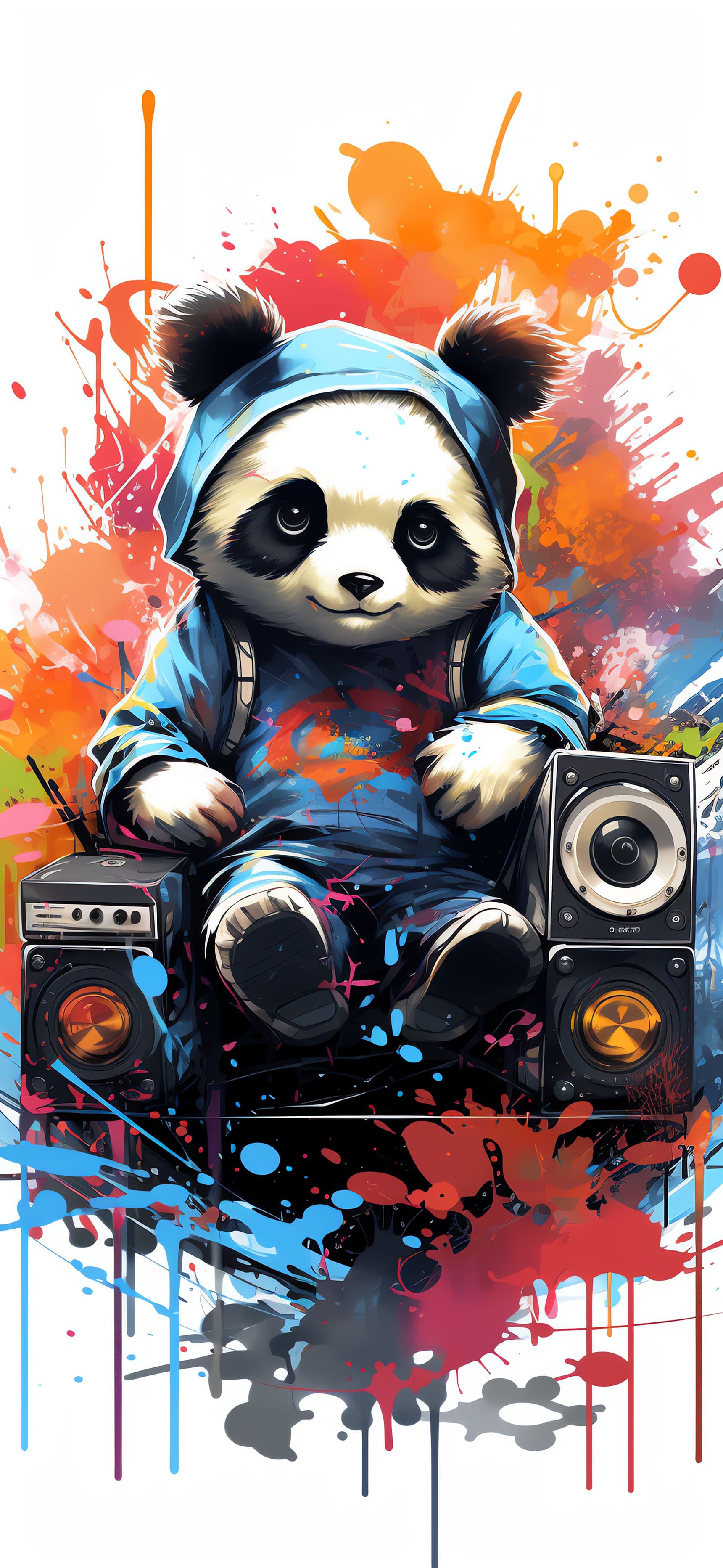 Boombox Panda Kid - free phone wallpaper