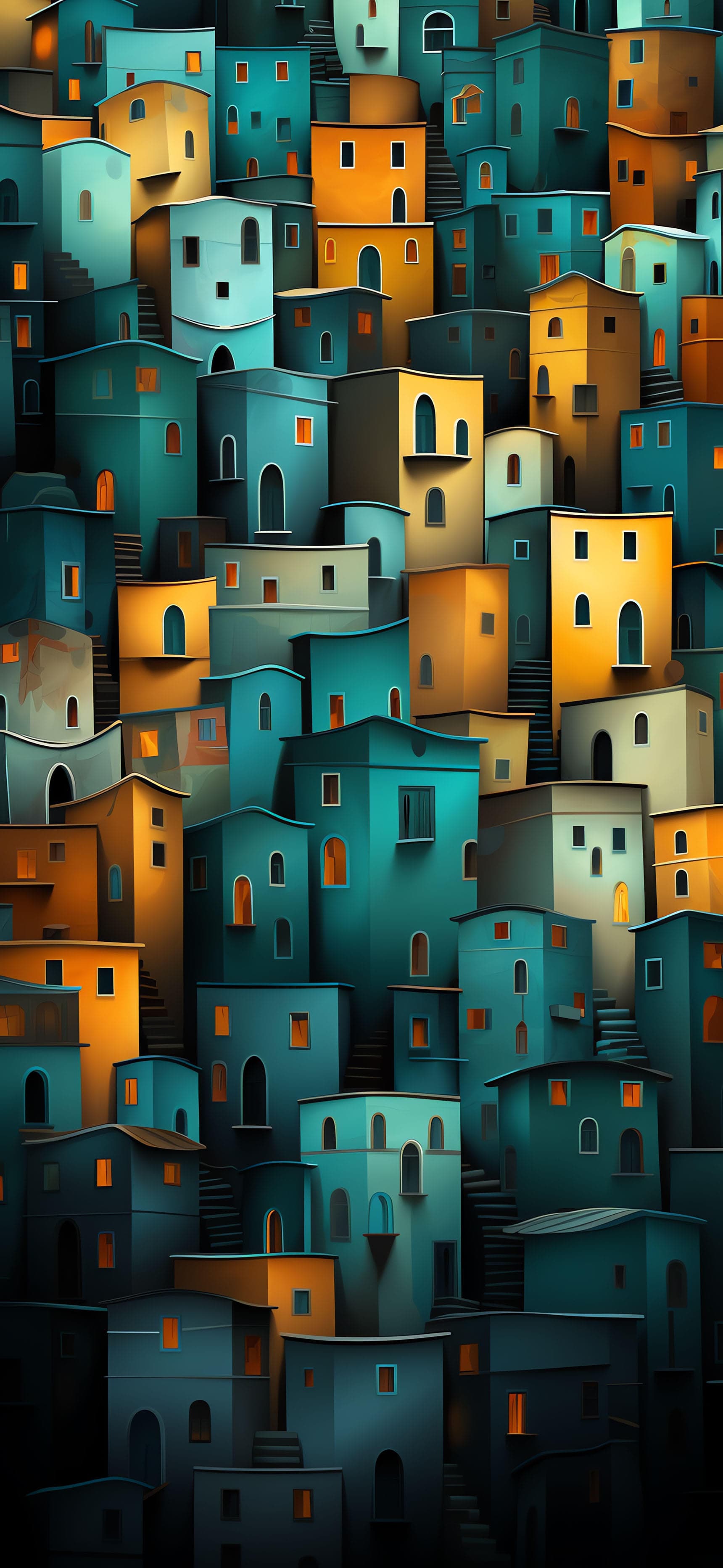 Stacked Cityscape - free phone wallpaper