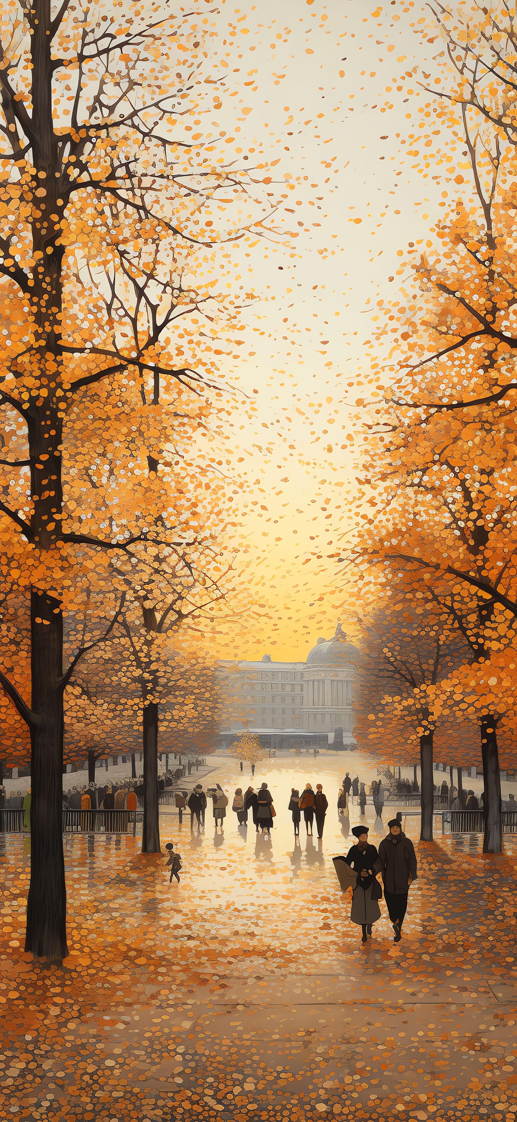 Golden Autumn Avenue - free phone wallpaper