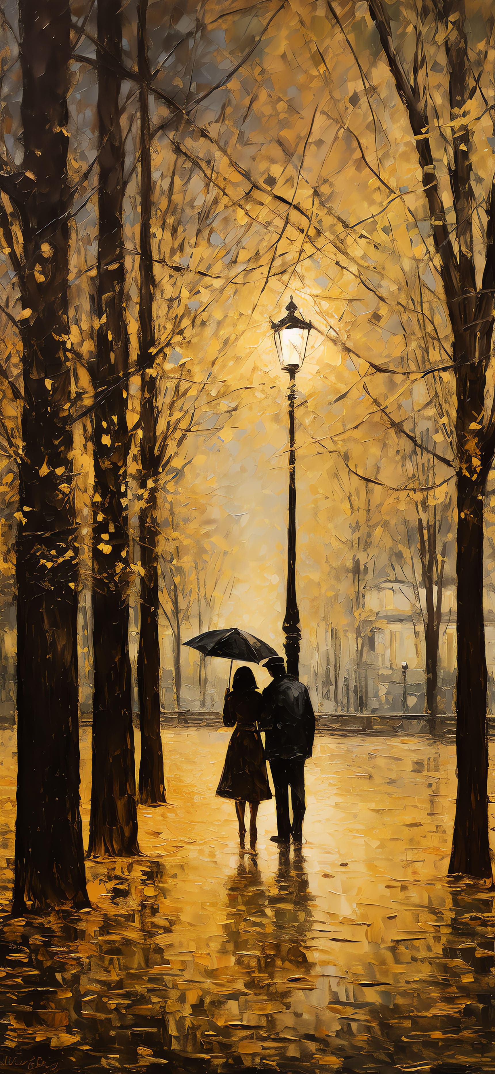 Rainy Autumn Romance - free phone wallpaper
