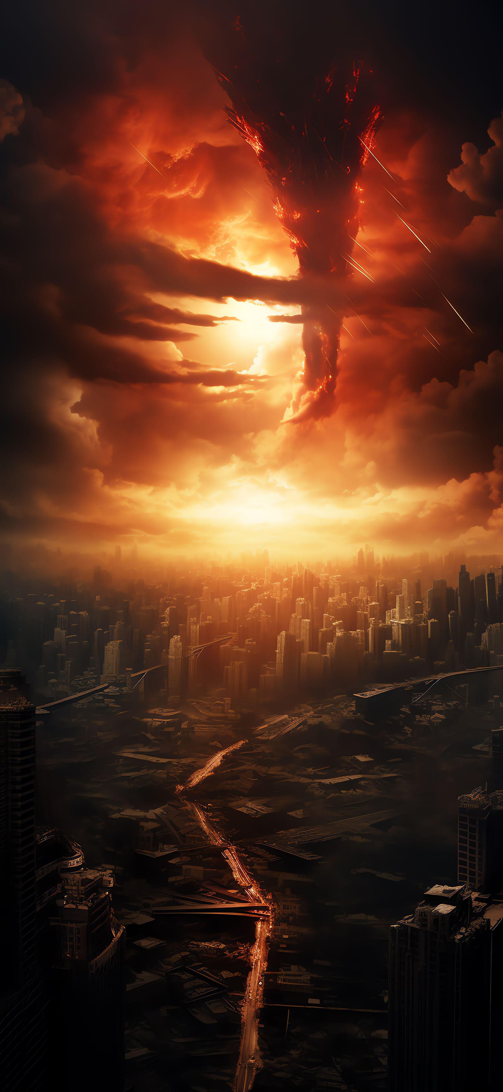 Burning Cityscape - free phone wallpaper