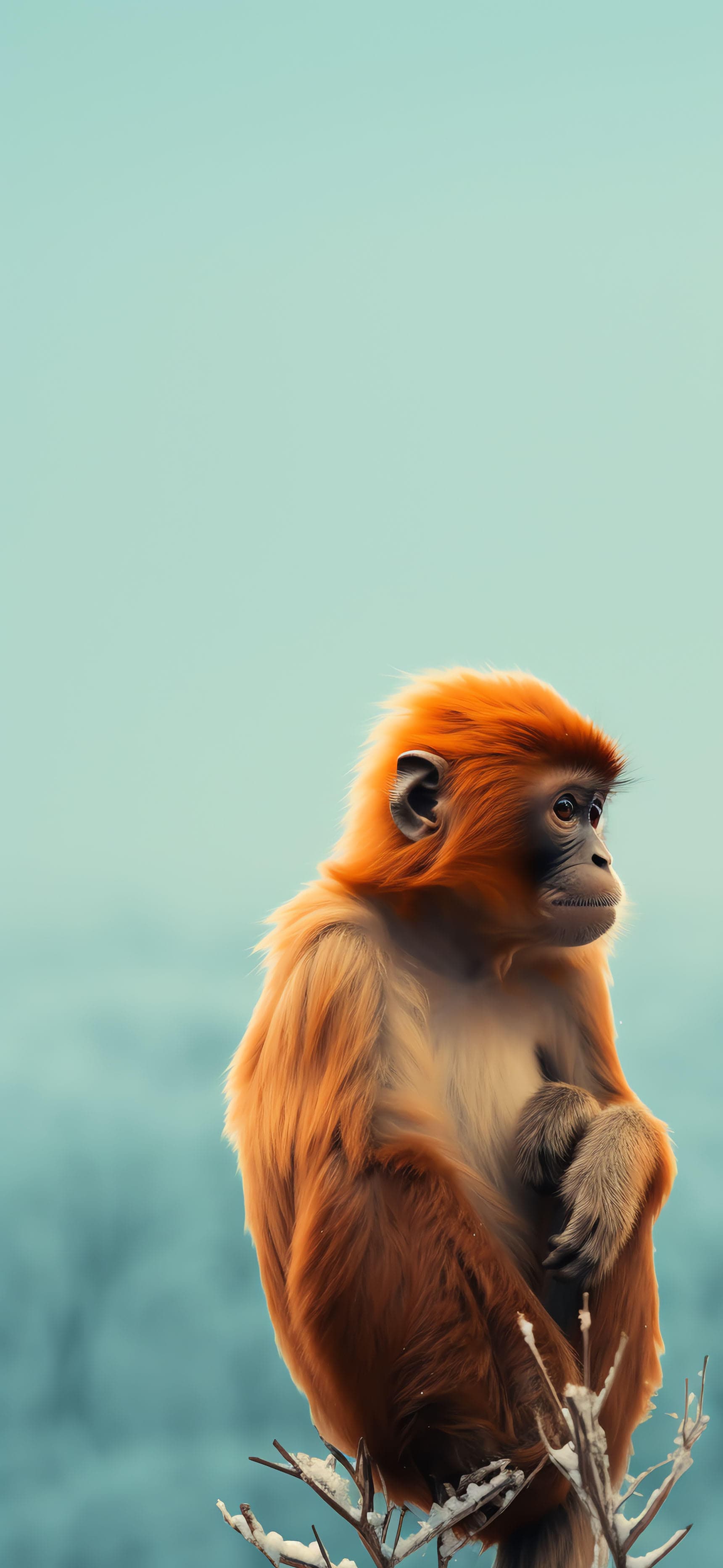Pensive Golden Monkey - free phone wallpaper