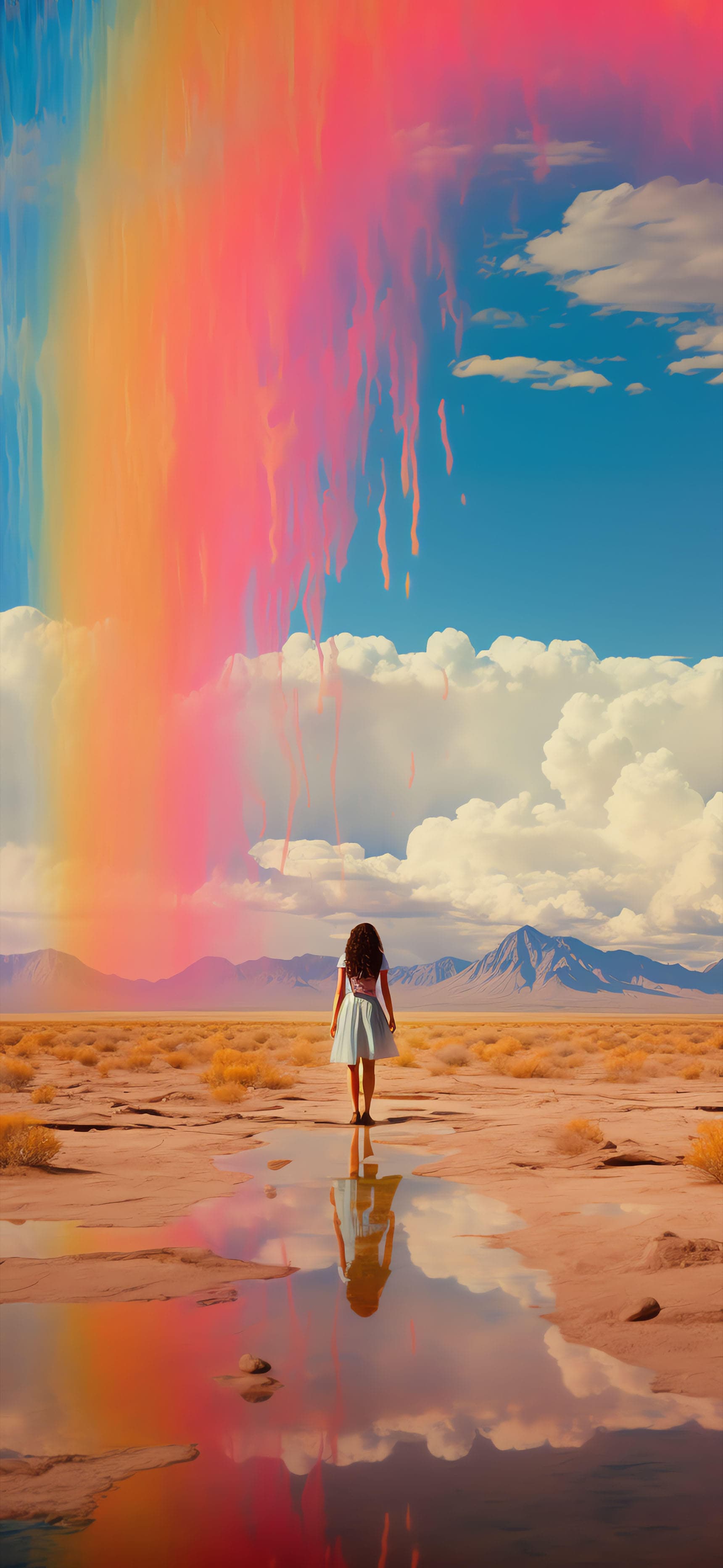 Rainbow Desert Reflection - free phone wallpaper