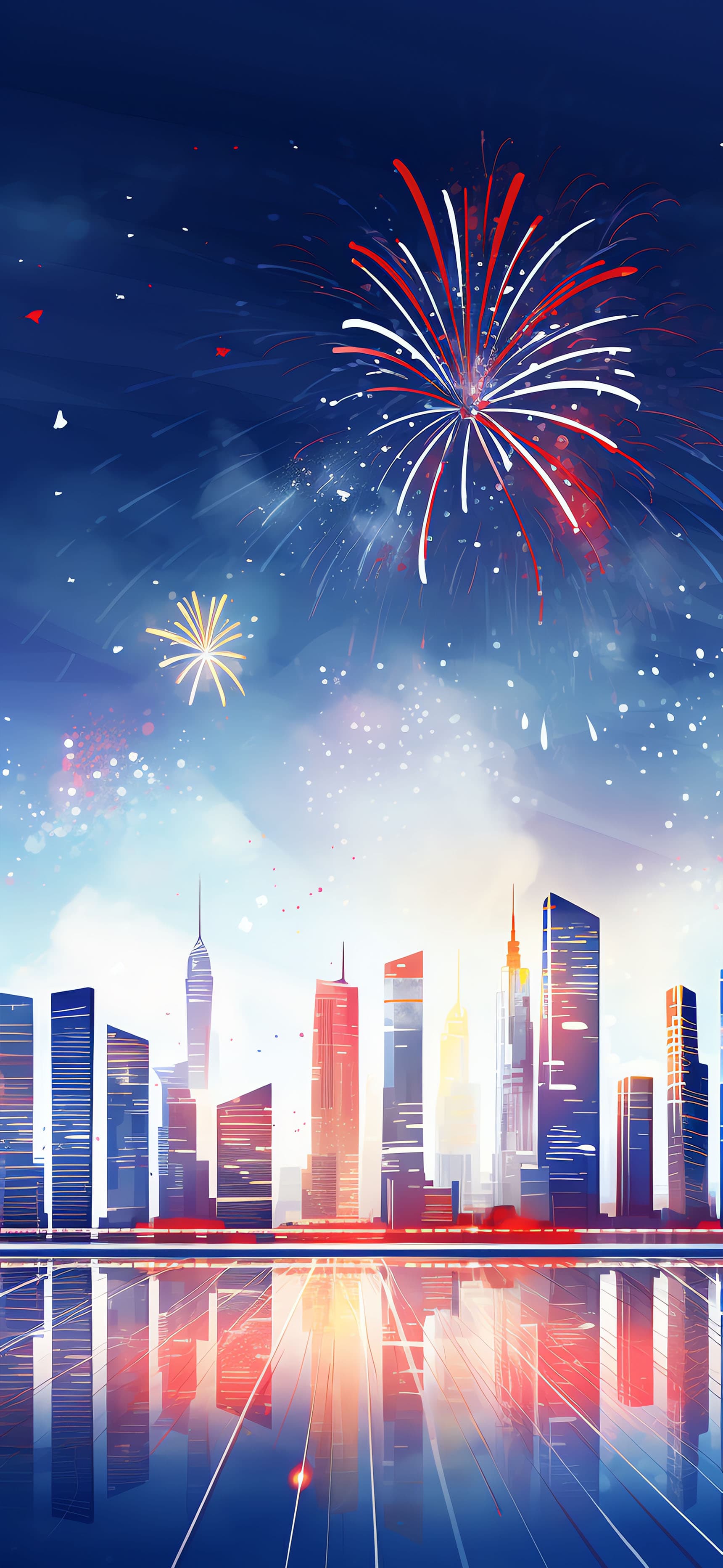 City Fireworks Display - free phone wallpaper