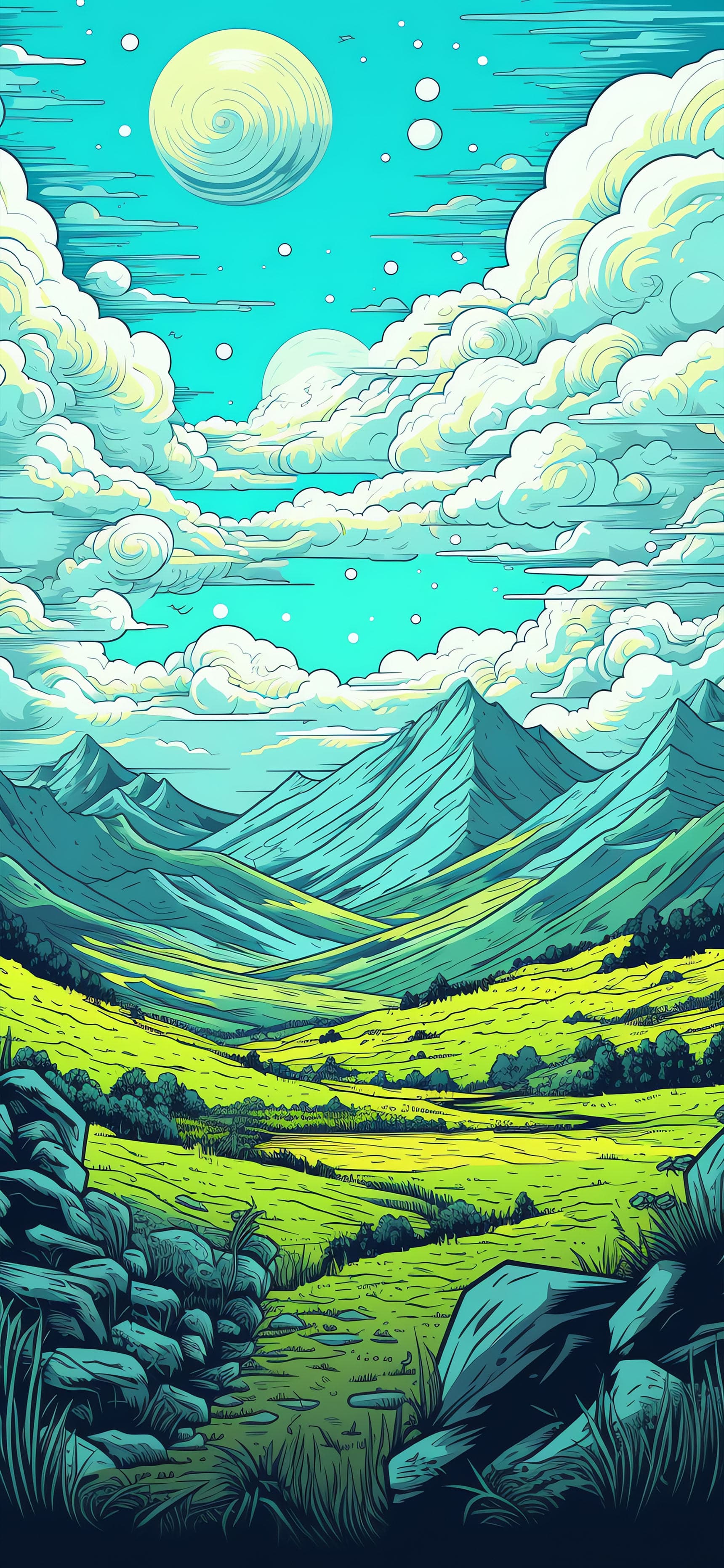 Vibrant Green Valley - free phone wallpaper