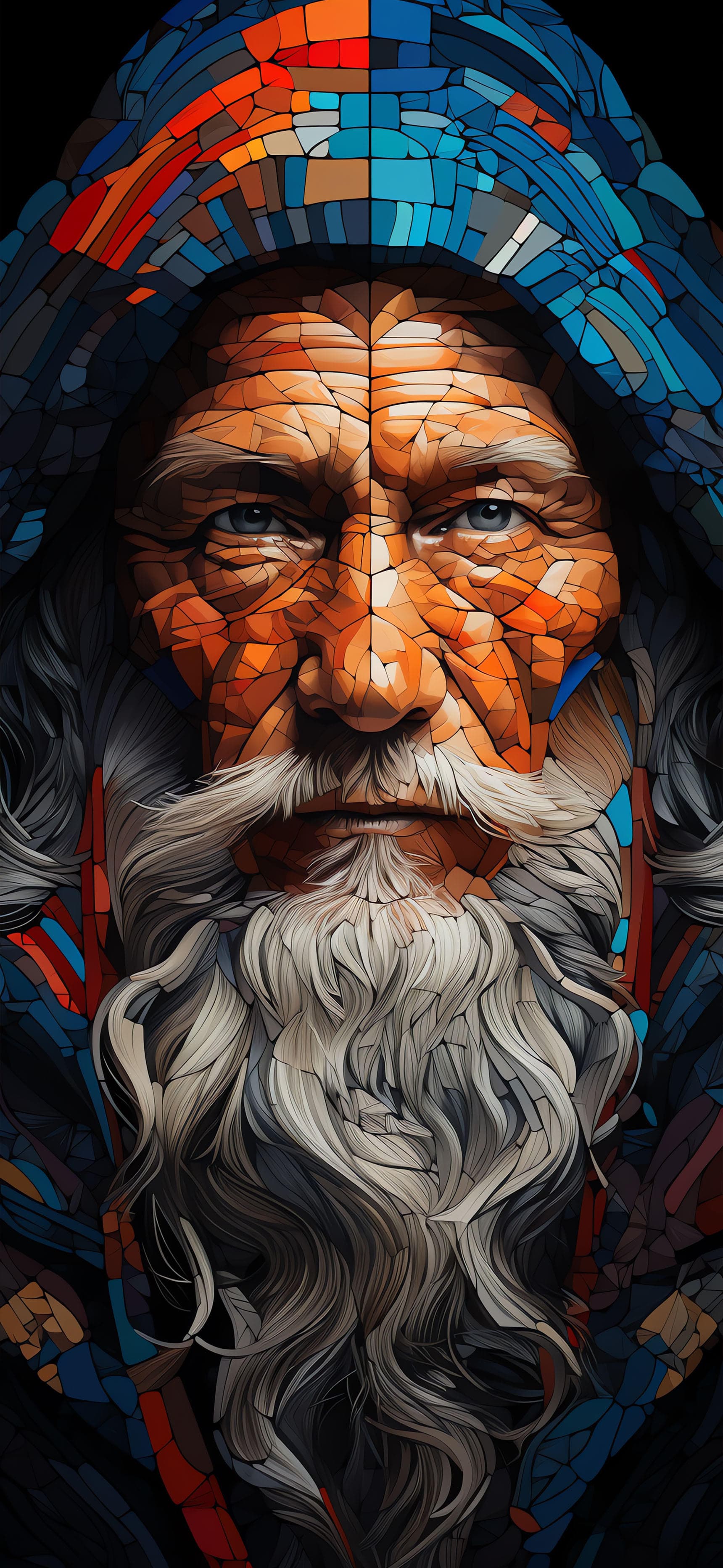 Mosaic Wizard Portrait - free phone wallpaper