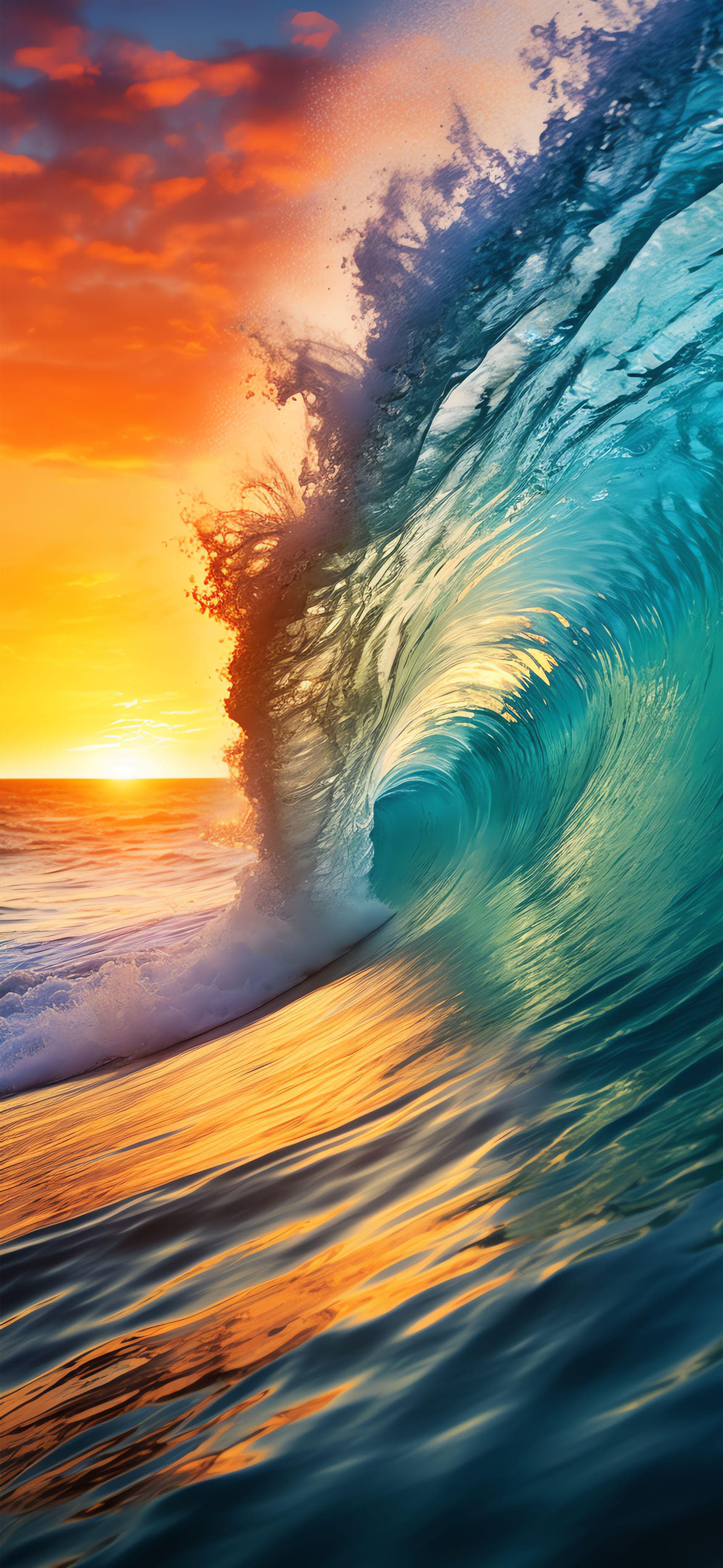 Sunset Wave Curl - free phone wallpaper
