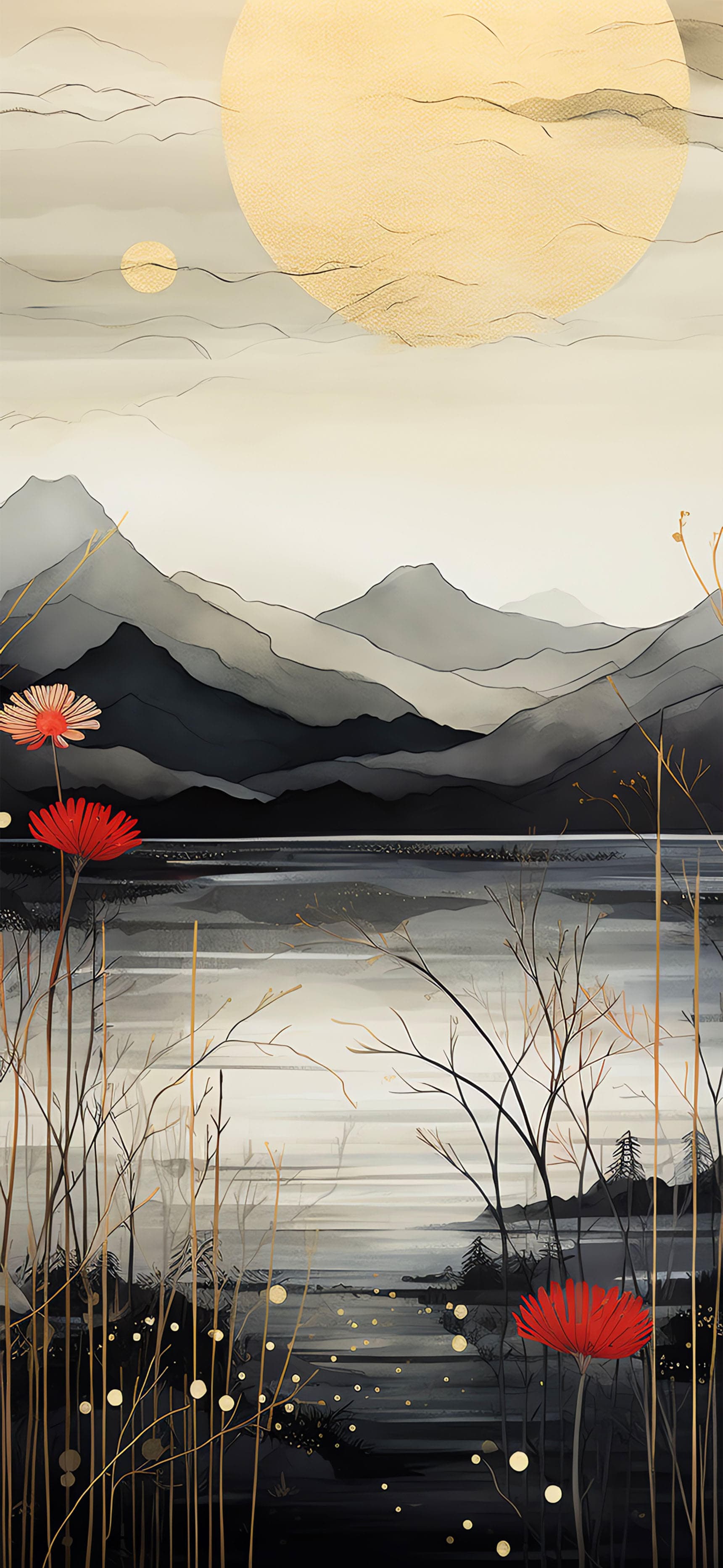 Golden Mountain Serenity - free phone wallpaper