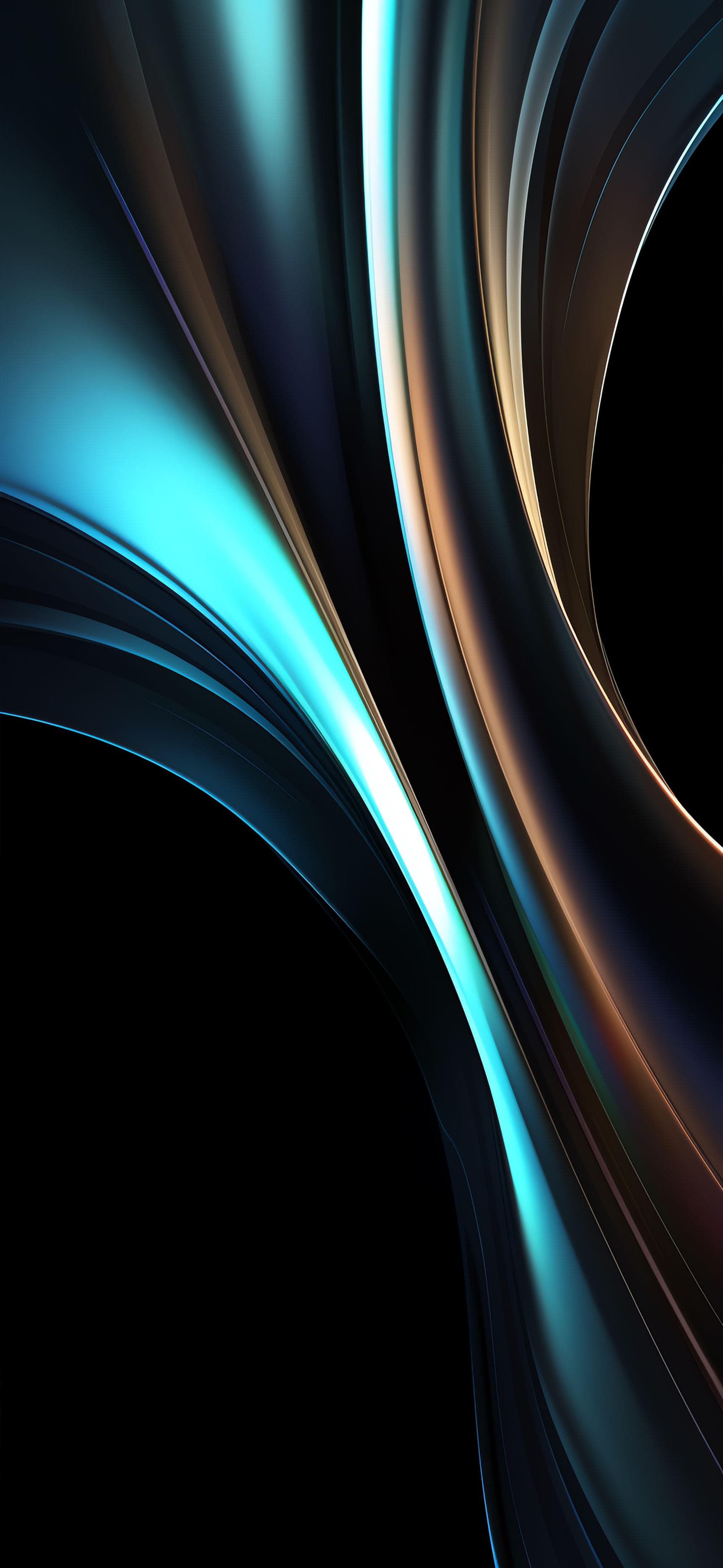 Cyan Flowing Curves - free phone wallpaper