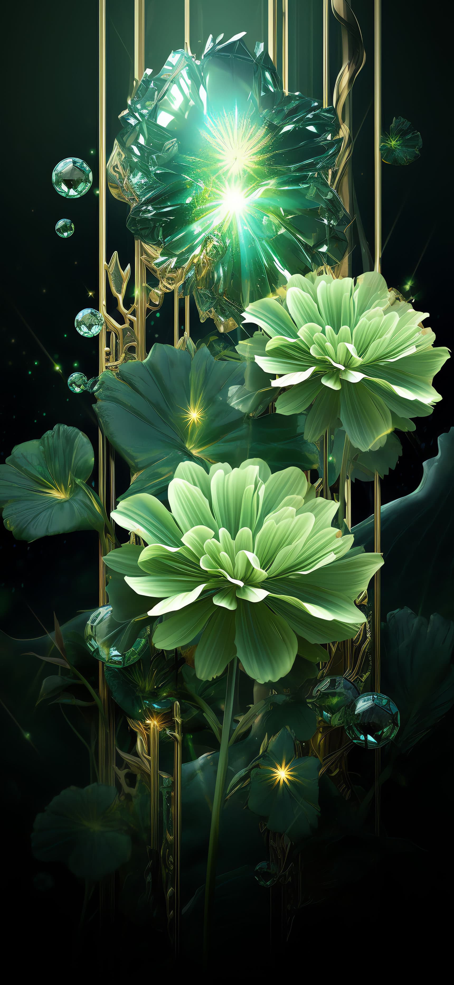 Green Gem Flowers - free phone wallpaper