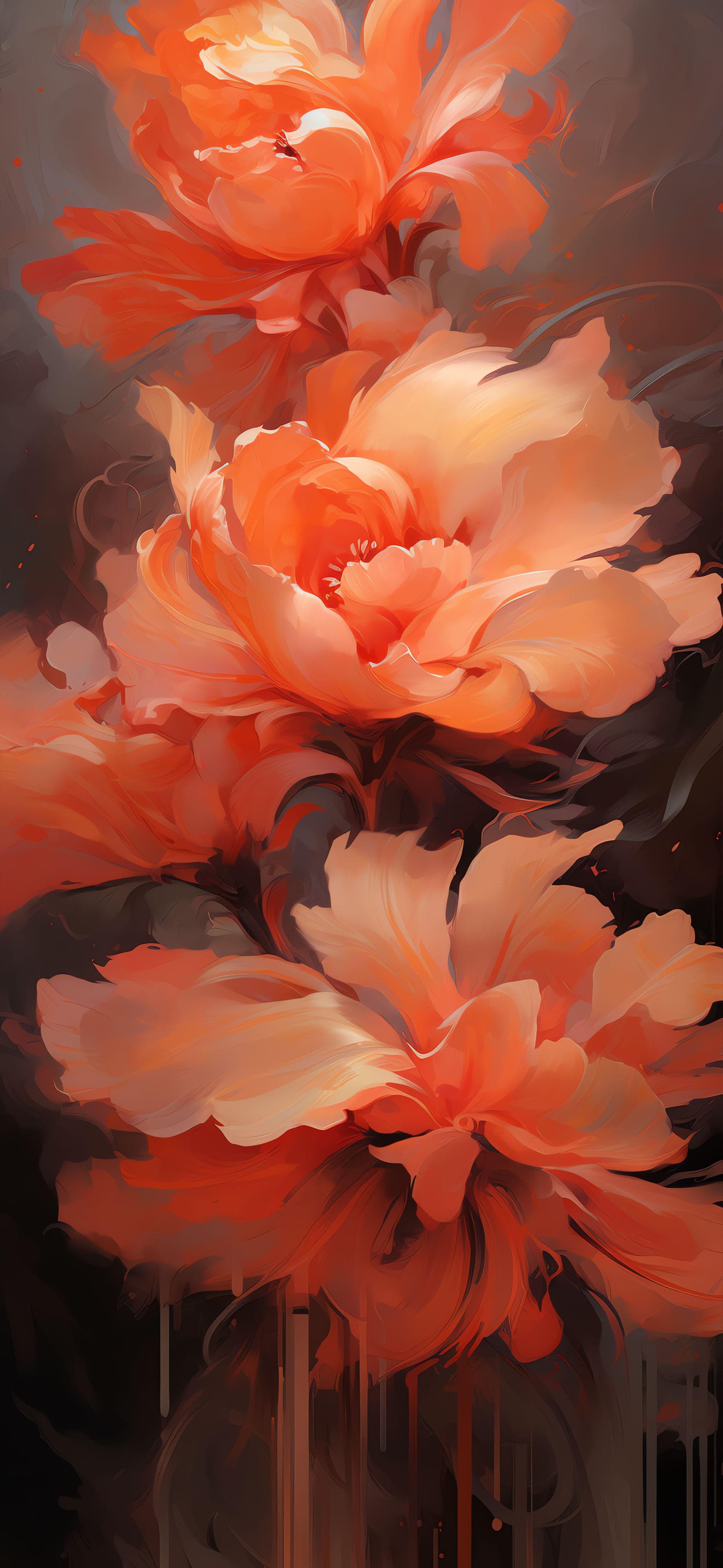 Orange Floral Duo - free phone wallpaper