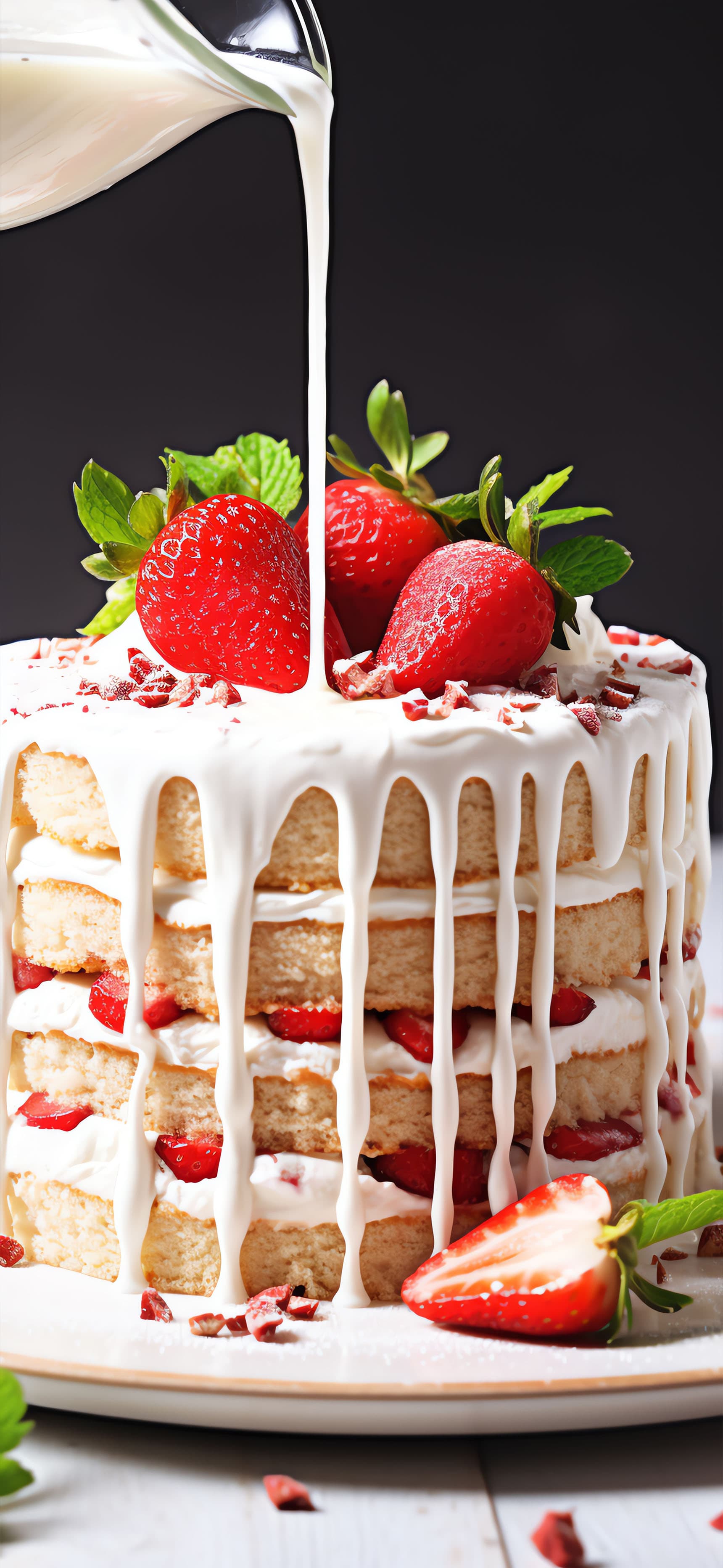Strawberry Cake Delight - free phone wallpaper