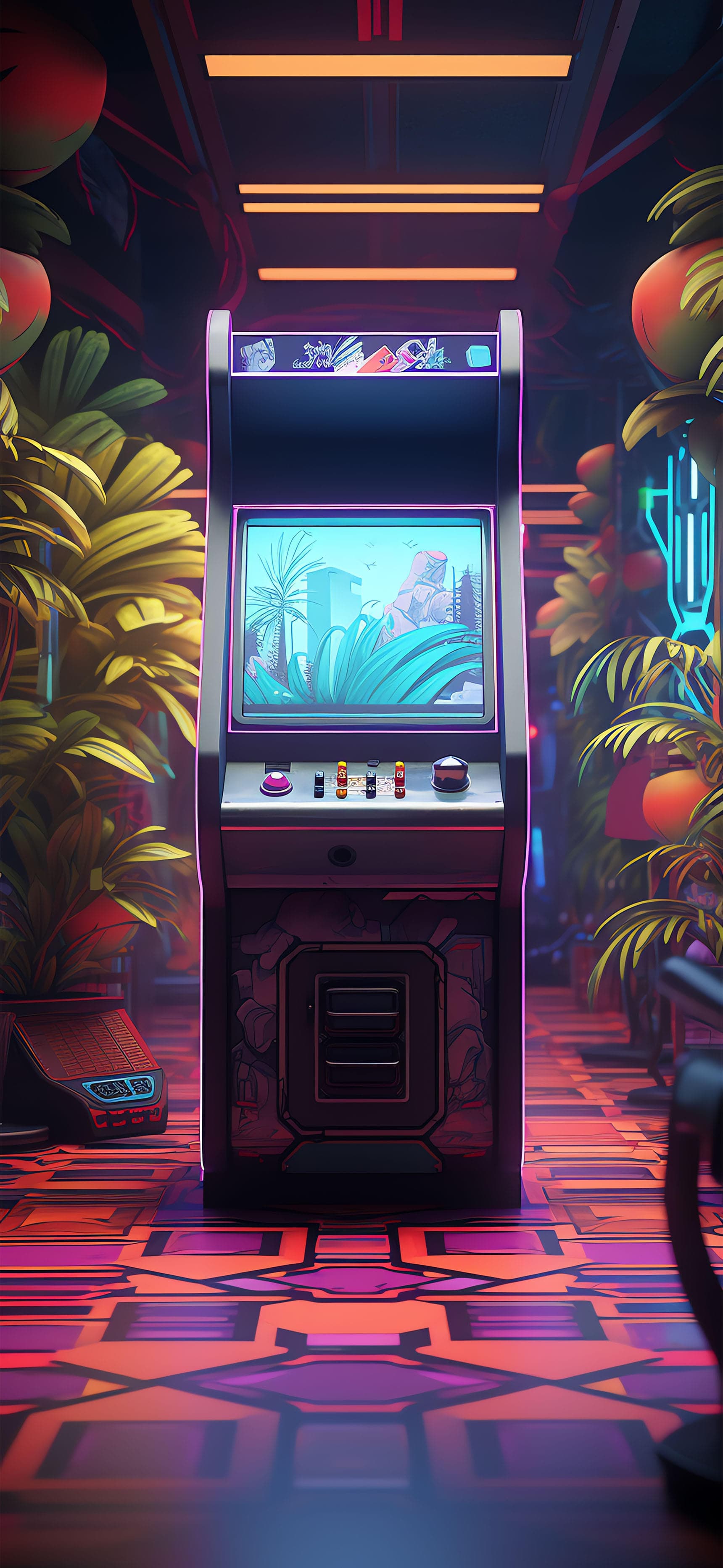 Tropical Arcade Scene - free phone wallpaper