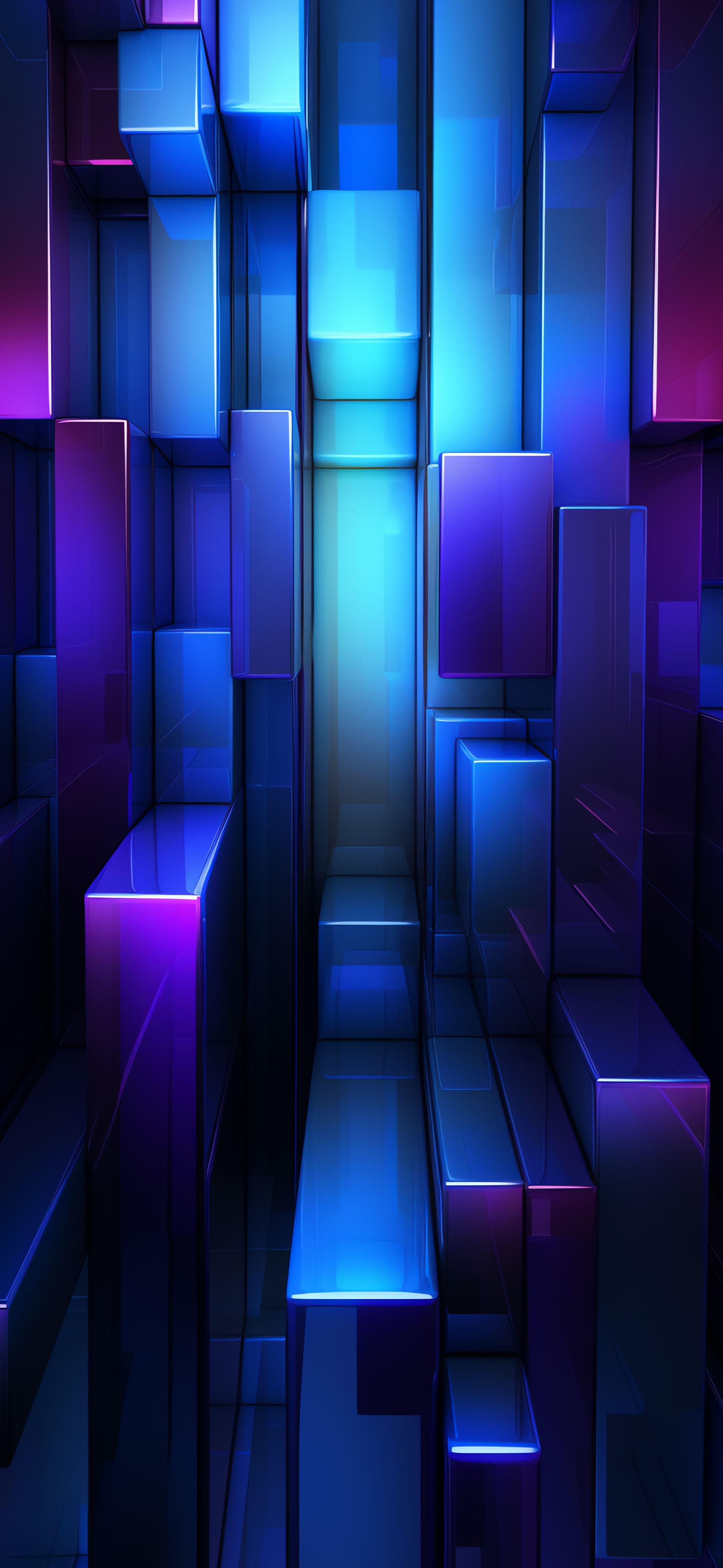 Cubic Blue Depth - free phone wallpaper