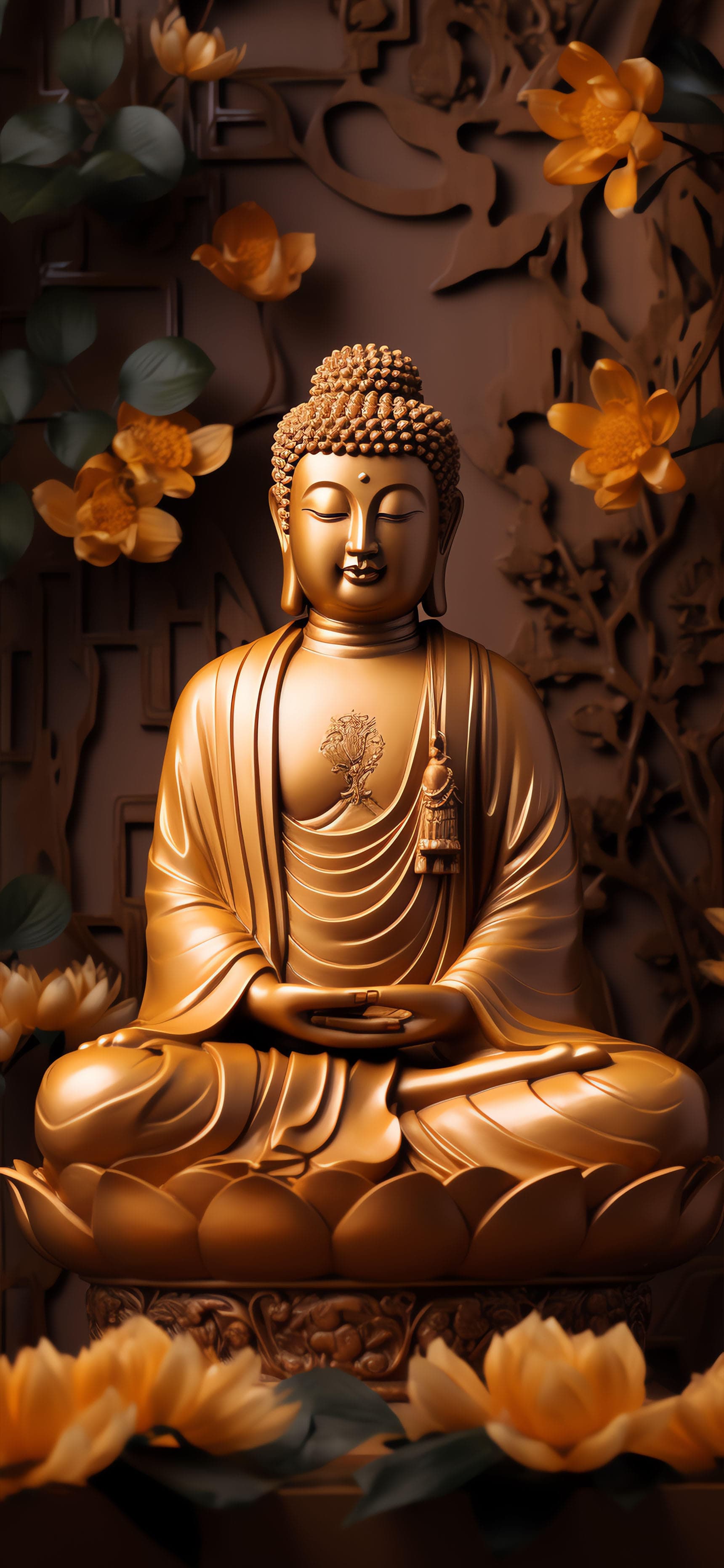 Golden Buddha Statue - free phone wallpaper
