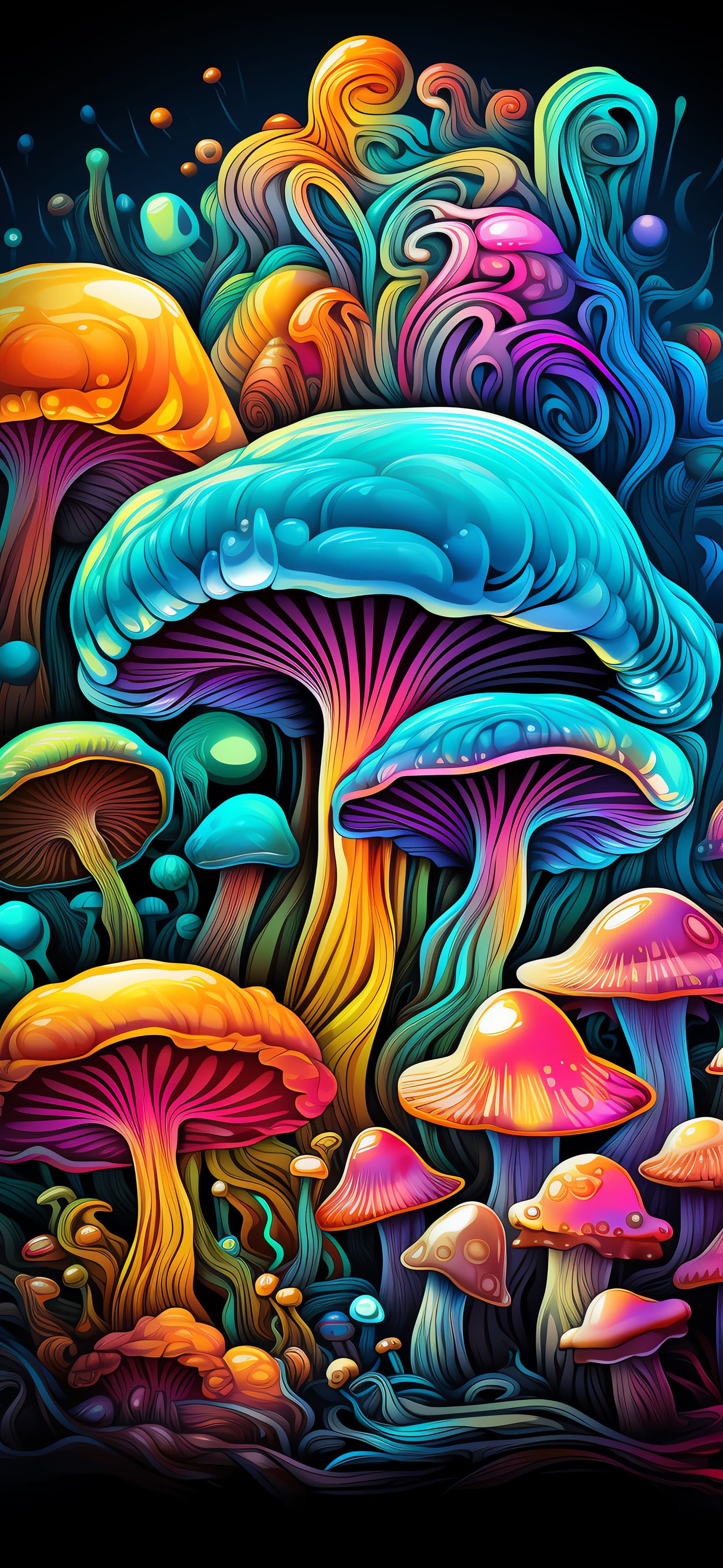 Psychedelic Mushroom Garden - free phone wallpaper