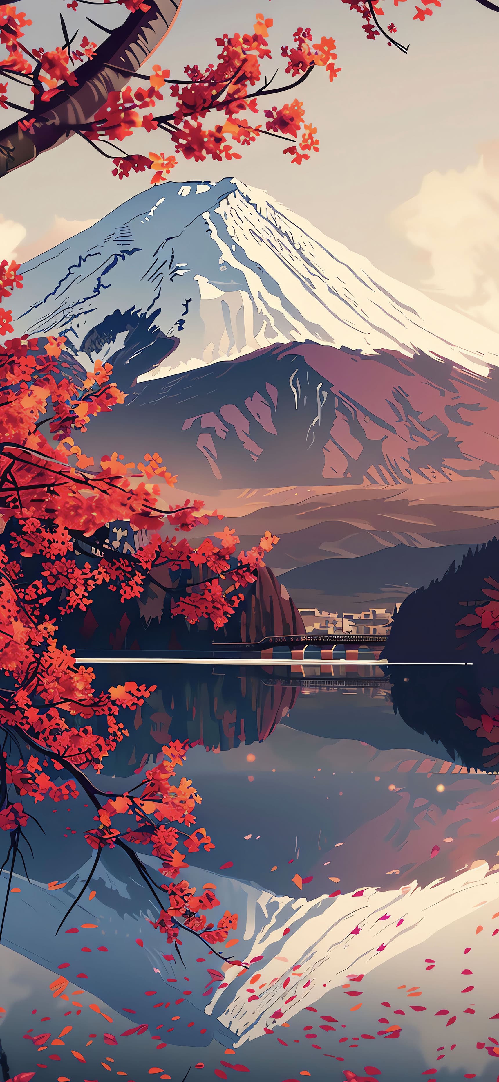 Autumn Mountain Reflection - free phone wallpaper