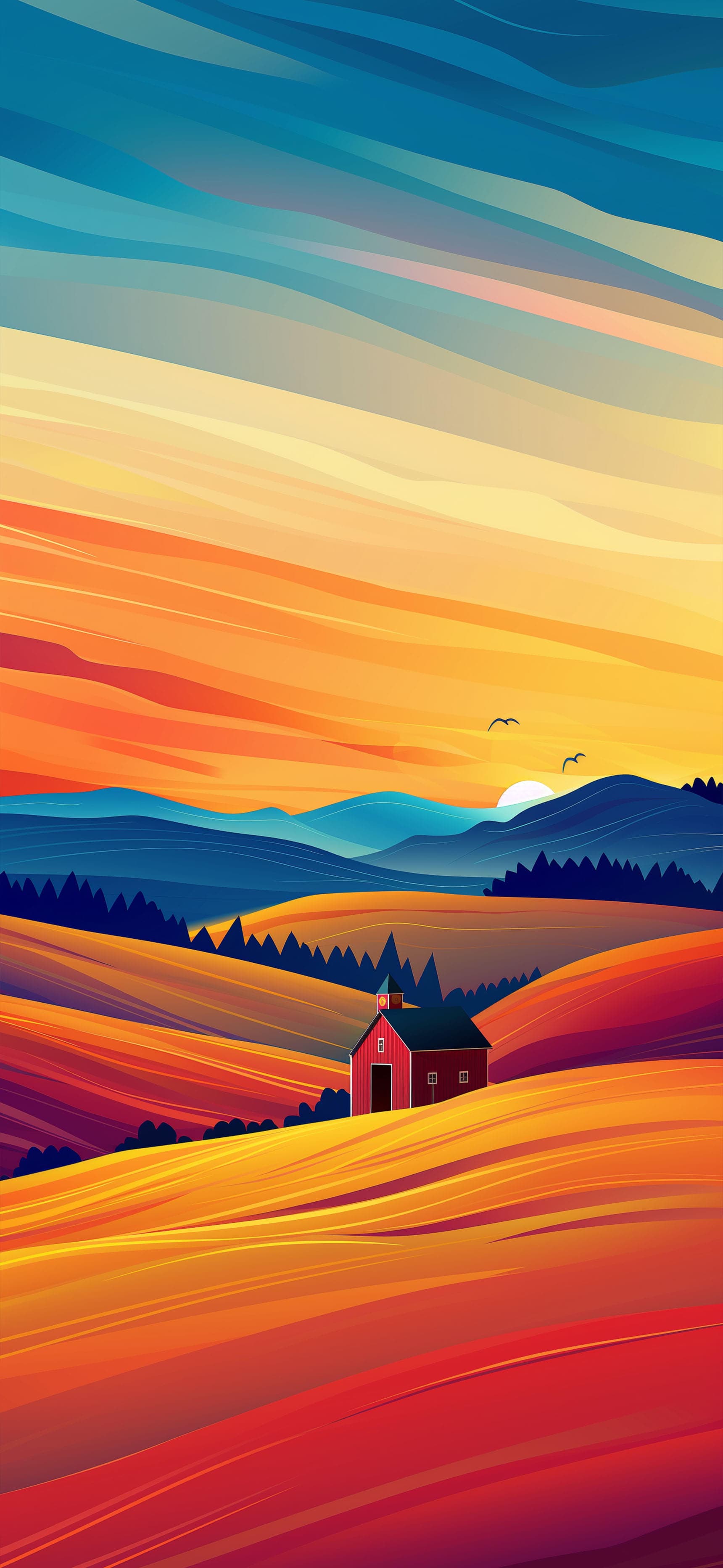 Autumn Country Sunset - free phone wallpaper