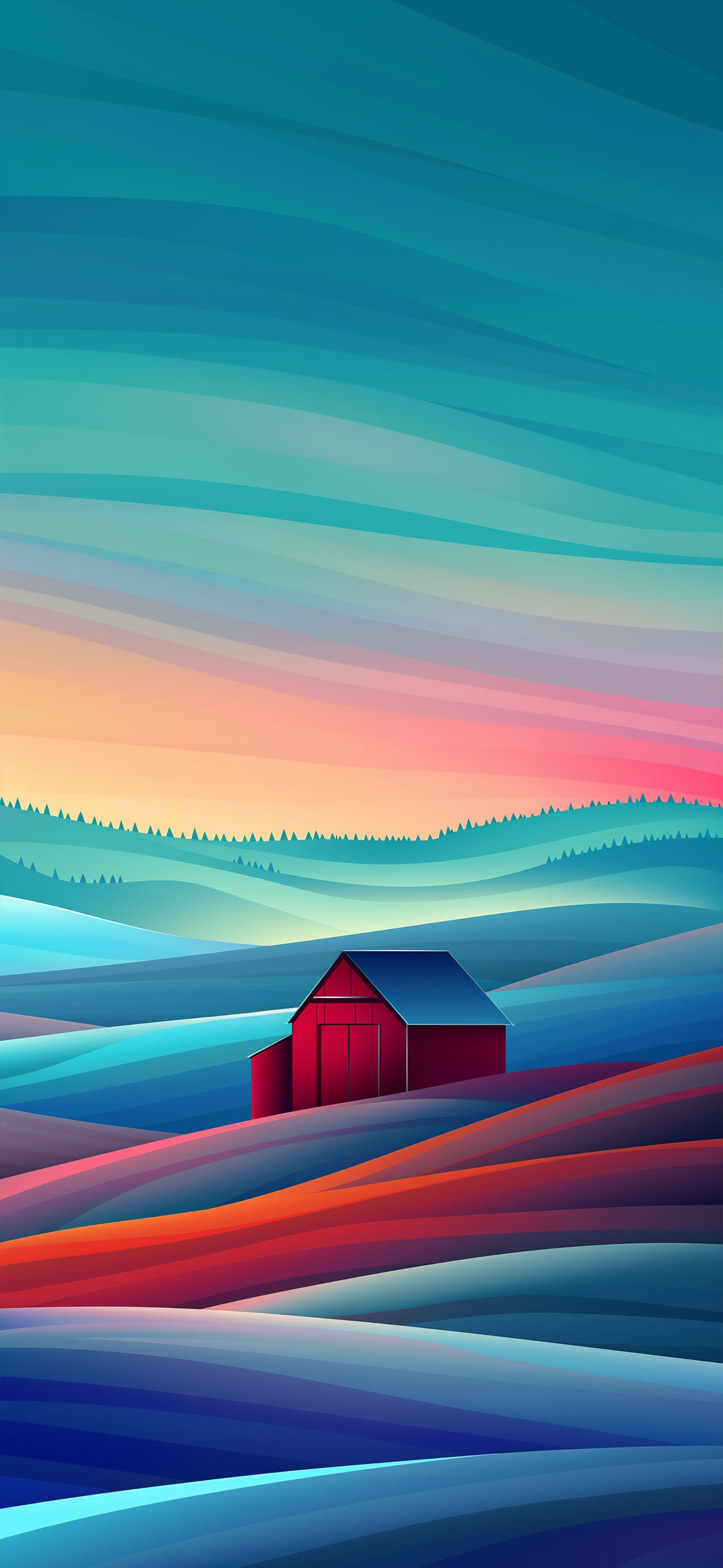 Pastel Barn Landscape - free phone wallpaper