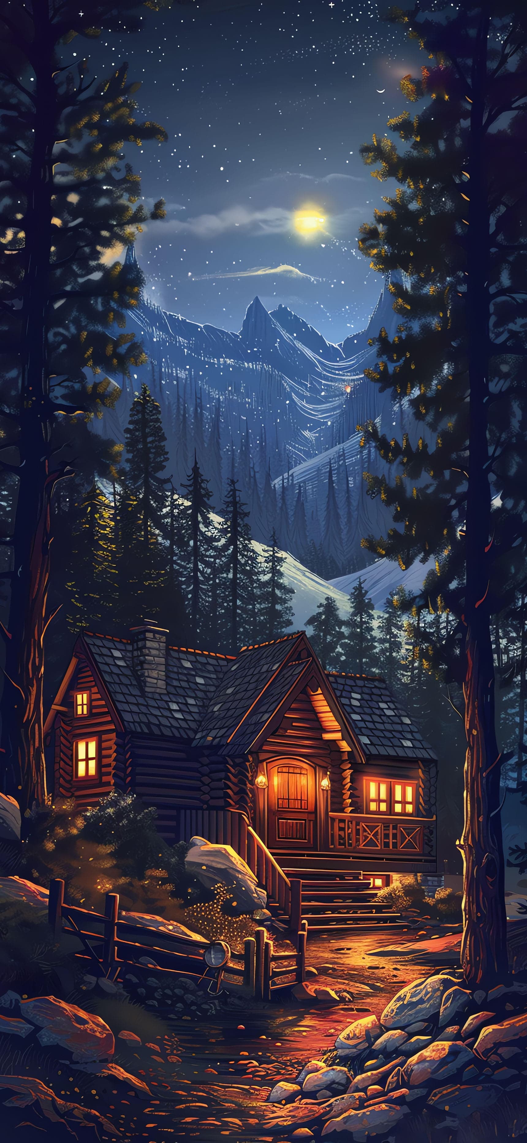Cabin Mountain View - free phone wallpaper