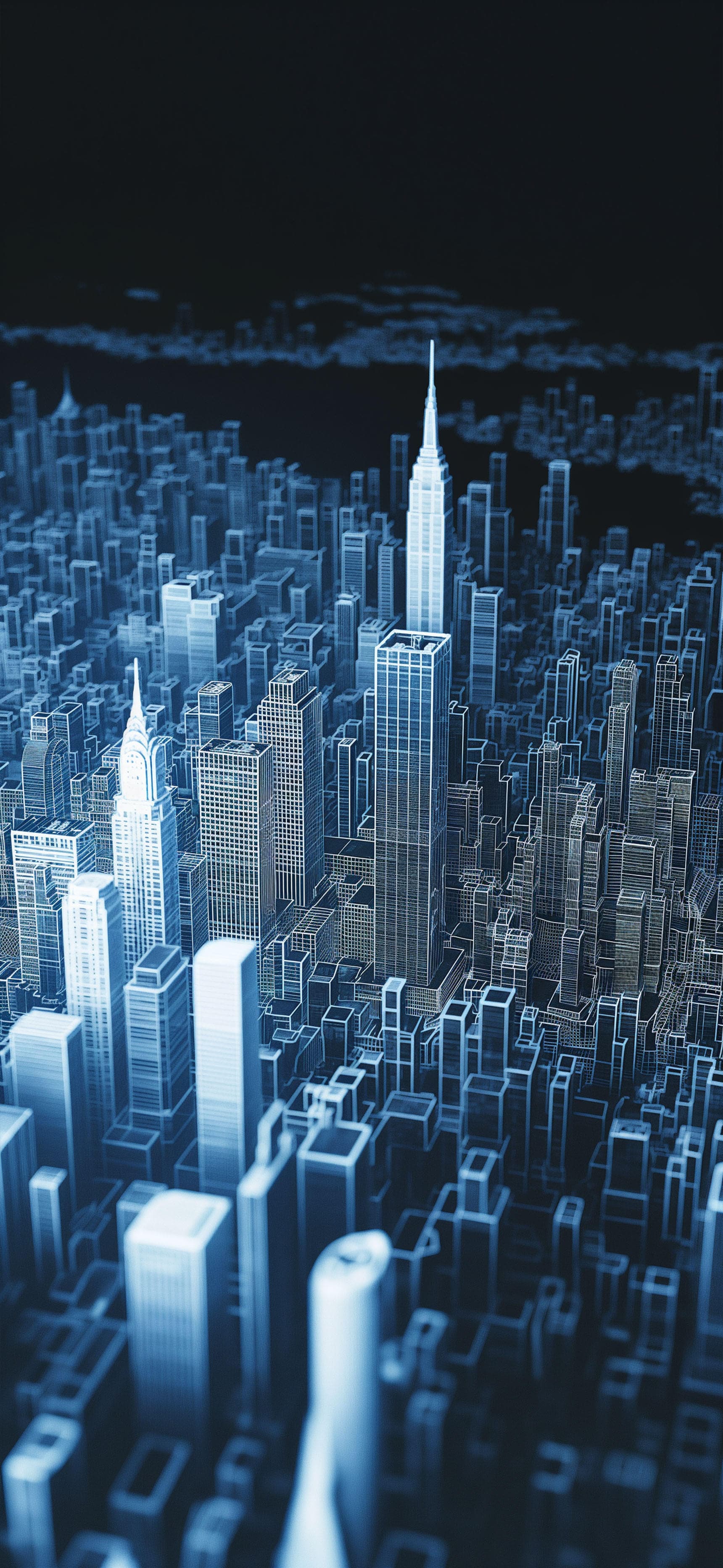 Blue Cityscape Grid - free phone wallpaper