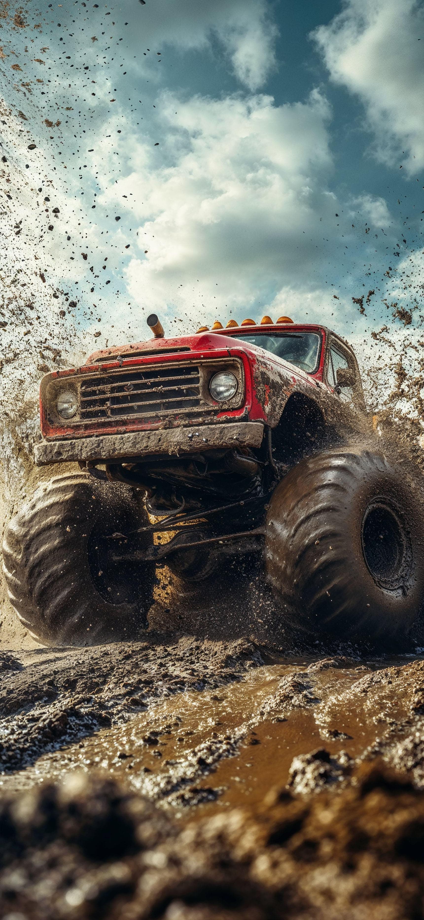 Red Mudding Truck - free phone wallpaper