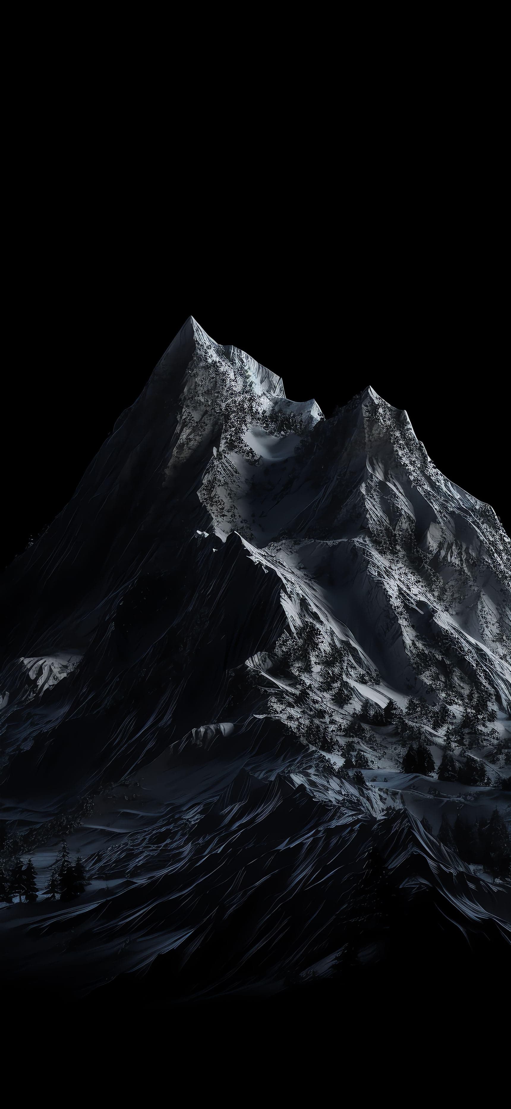 Monochrome Mountain Peak - free phone wallpaper