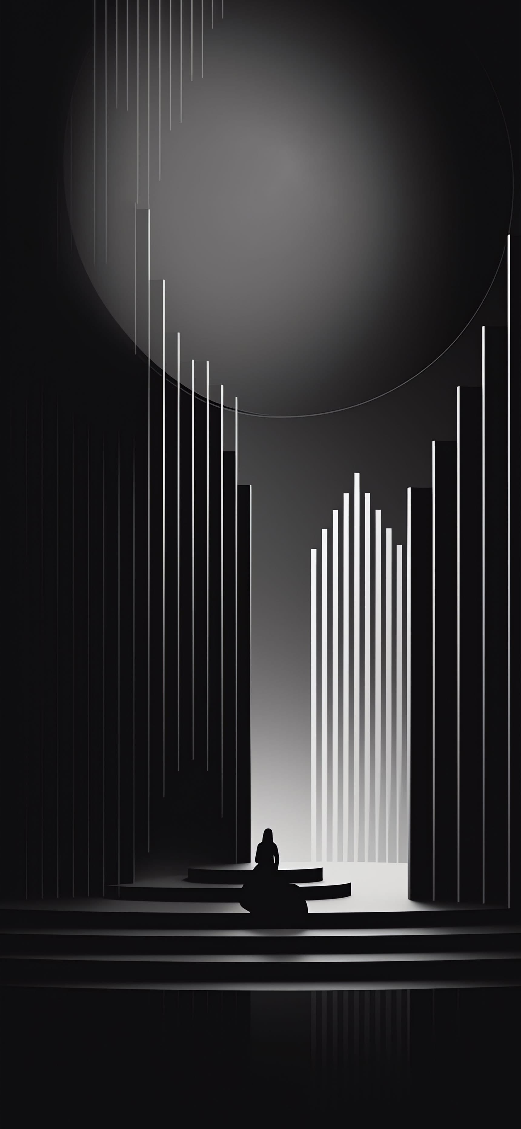 Monochrome Stage Silhouette - free phone wallpaper
