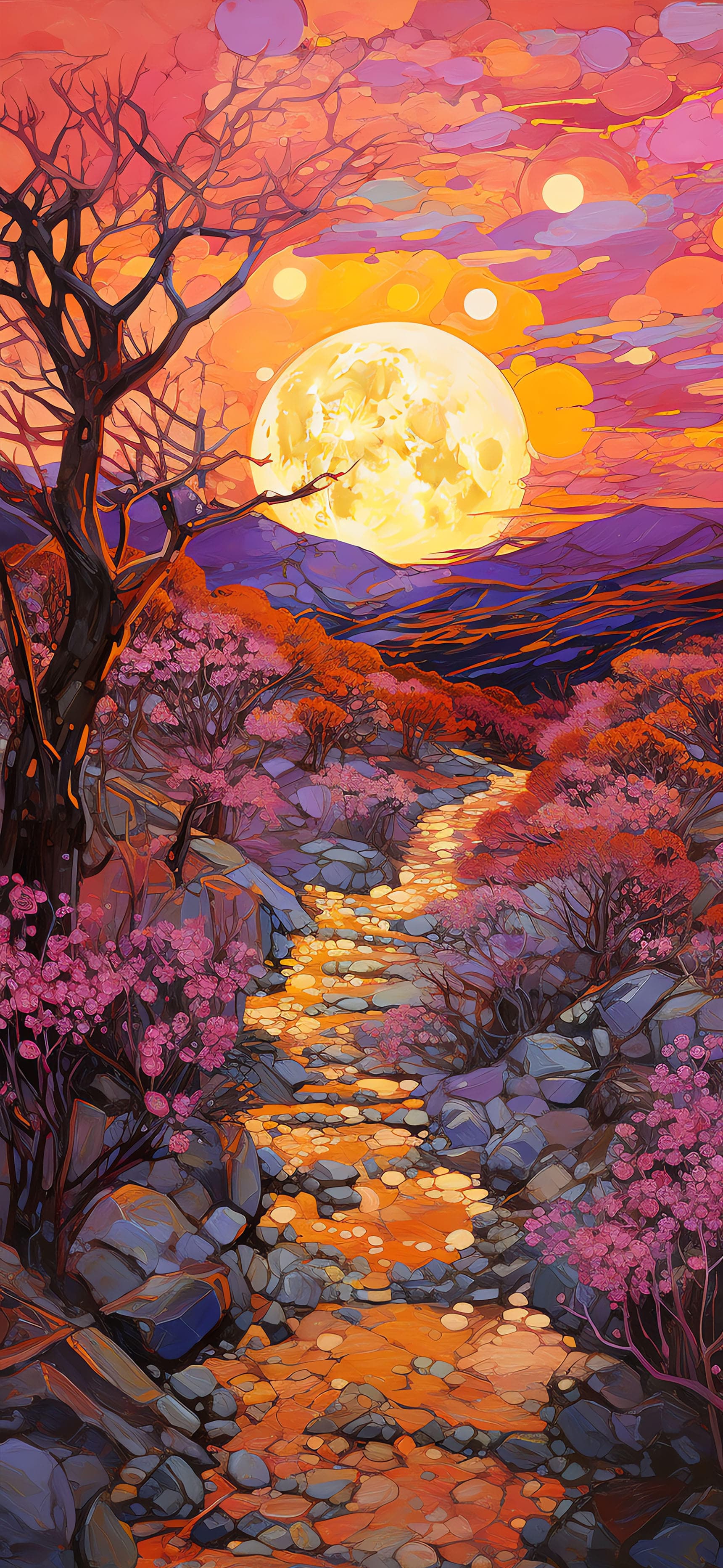 Cherry Blossom Moon - free phone wallpaper