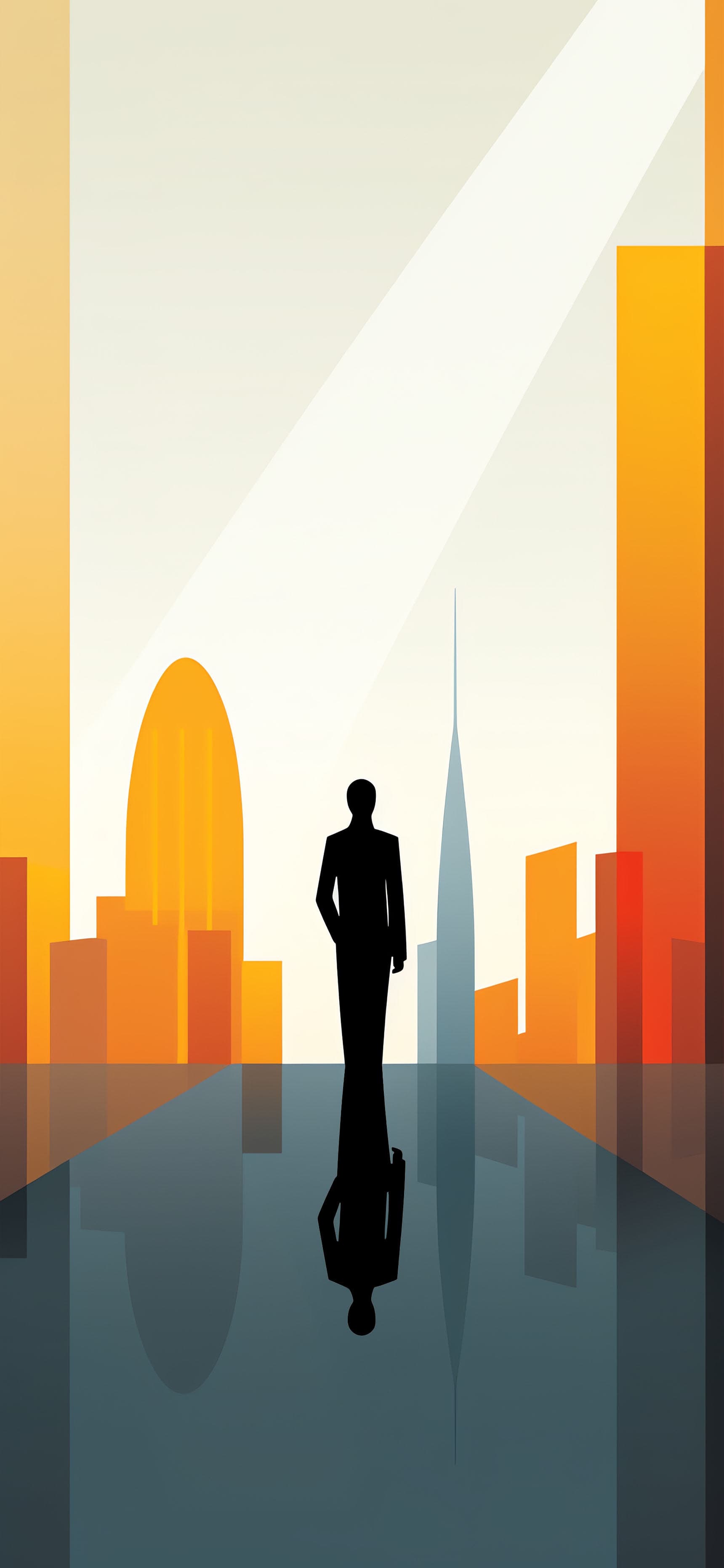 City Silhouette Reflection - free phone wallpaper