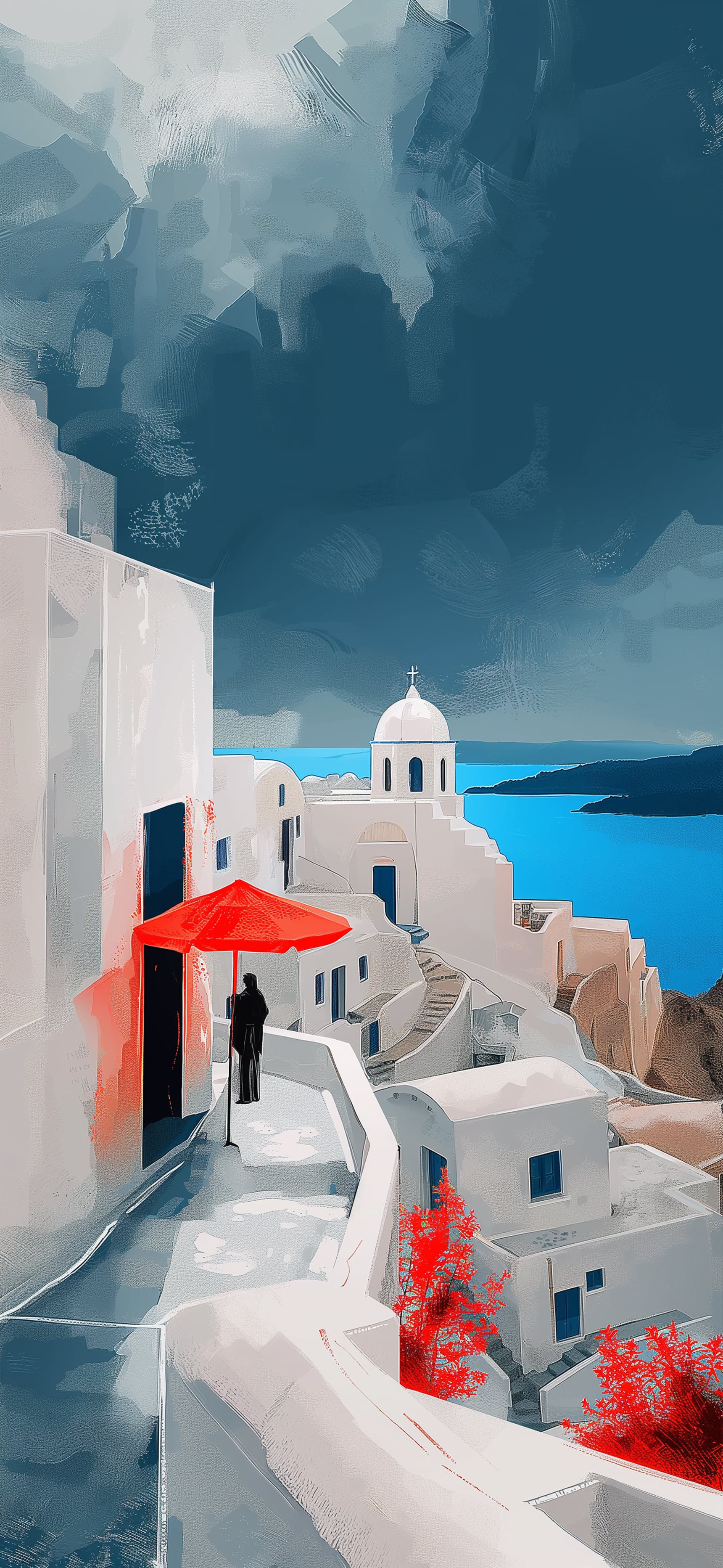 Santorini Artistic View - free phone wallpaper