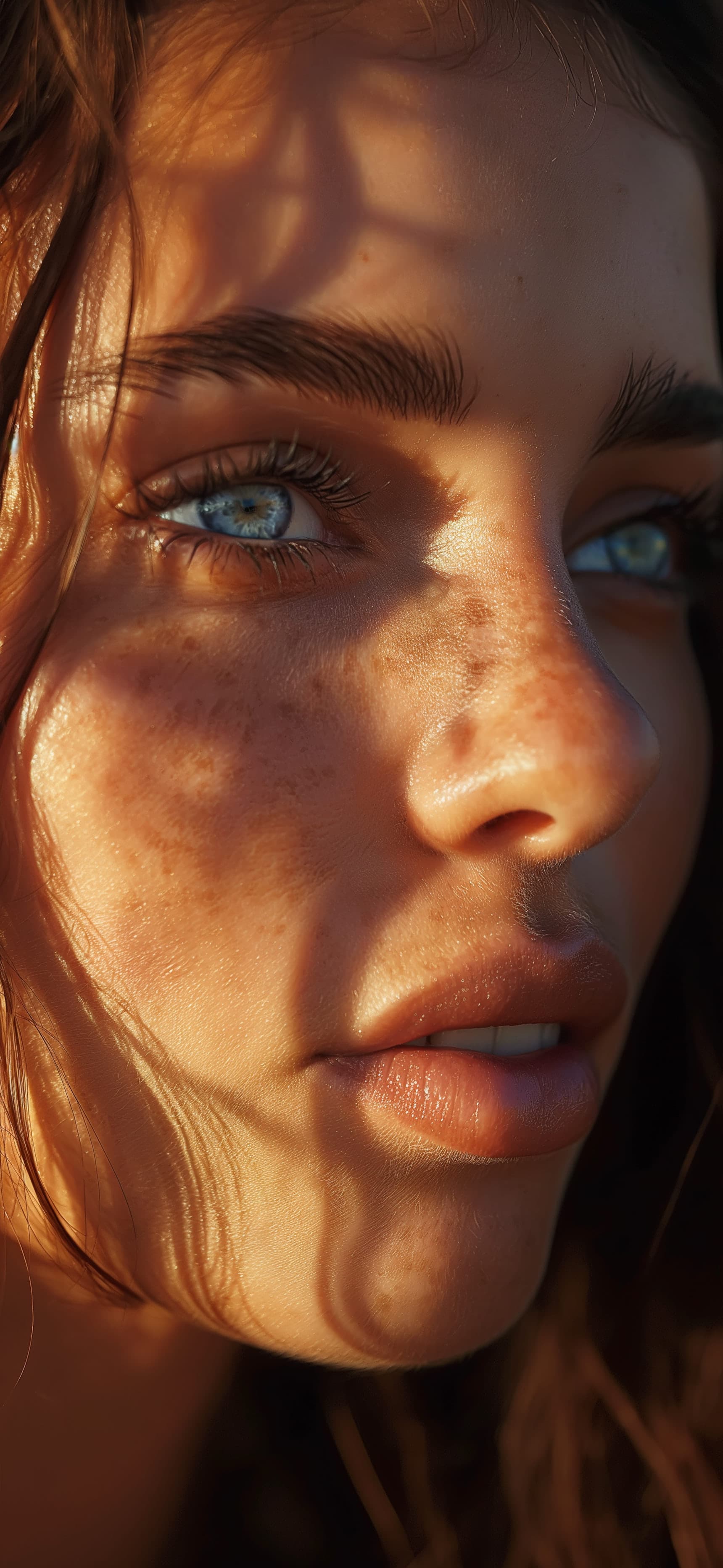 Sunlit Female Portrait - free phone wallpaper