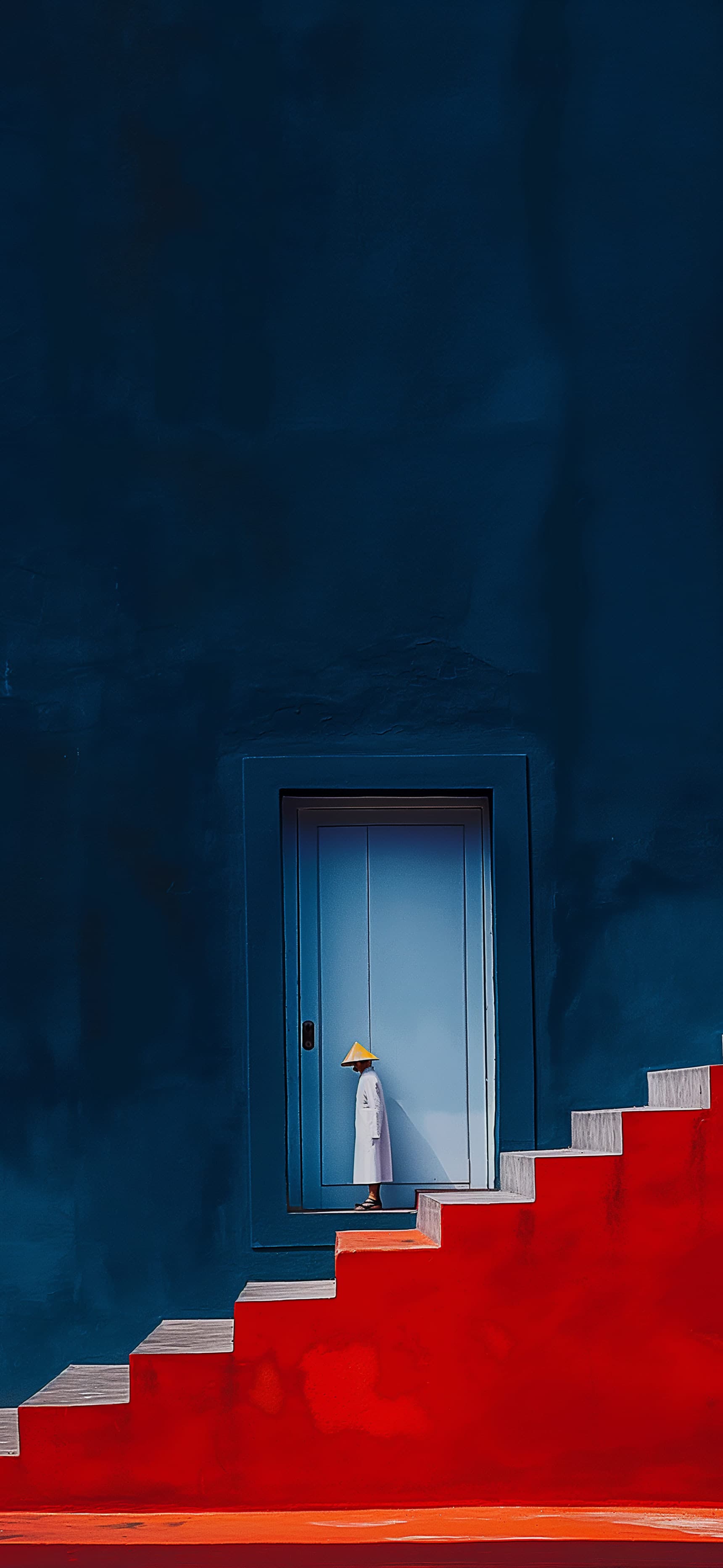 Blue Wall Doorway - free phone wallpaper
