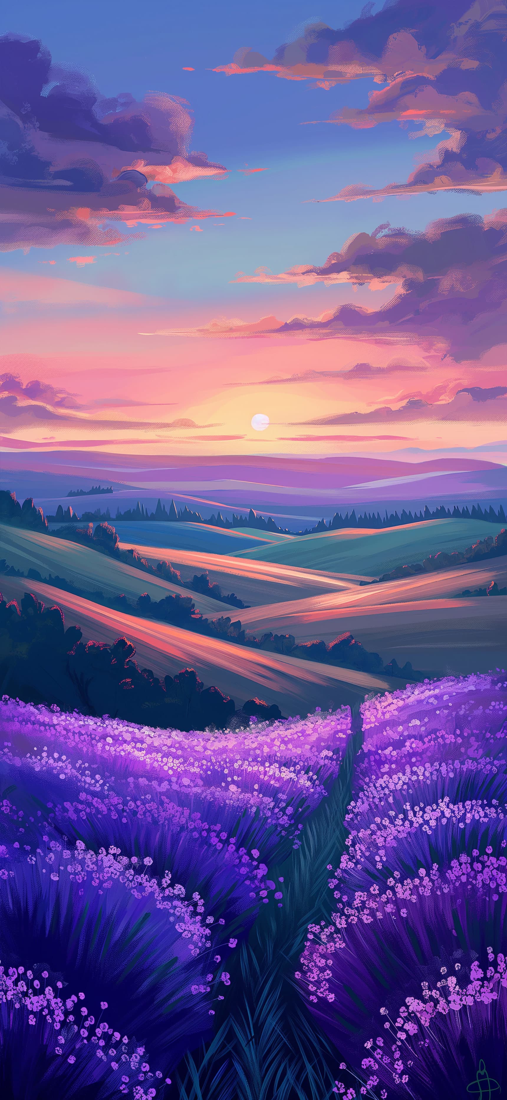Lavender Field Vista - free phone wallpaper