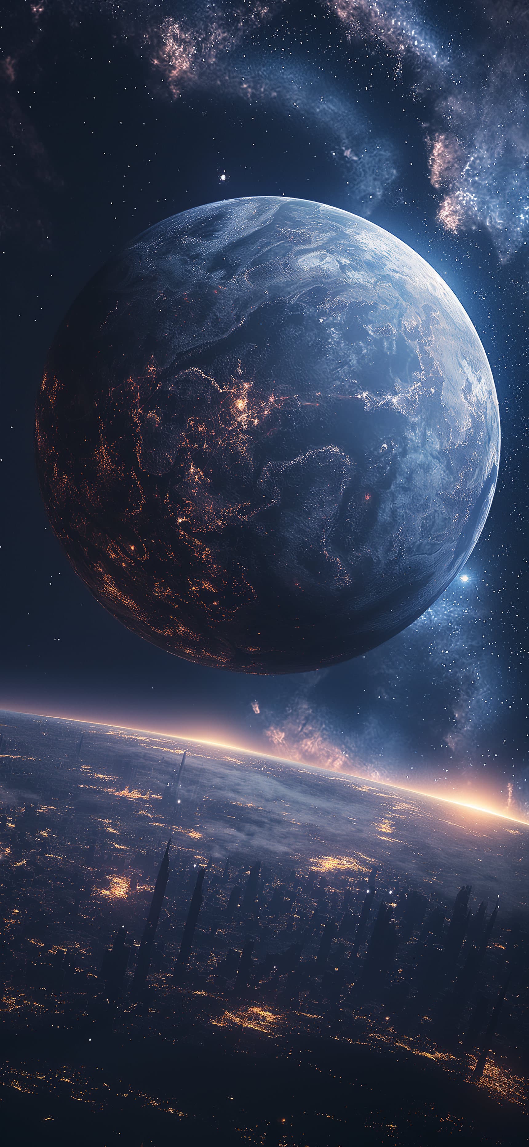 Planetary City Lights - free phone wallpaper