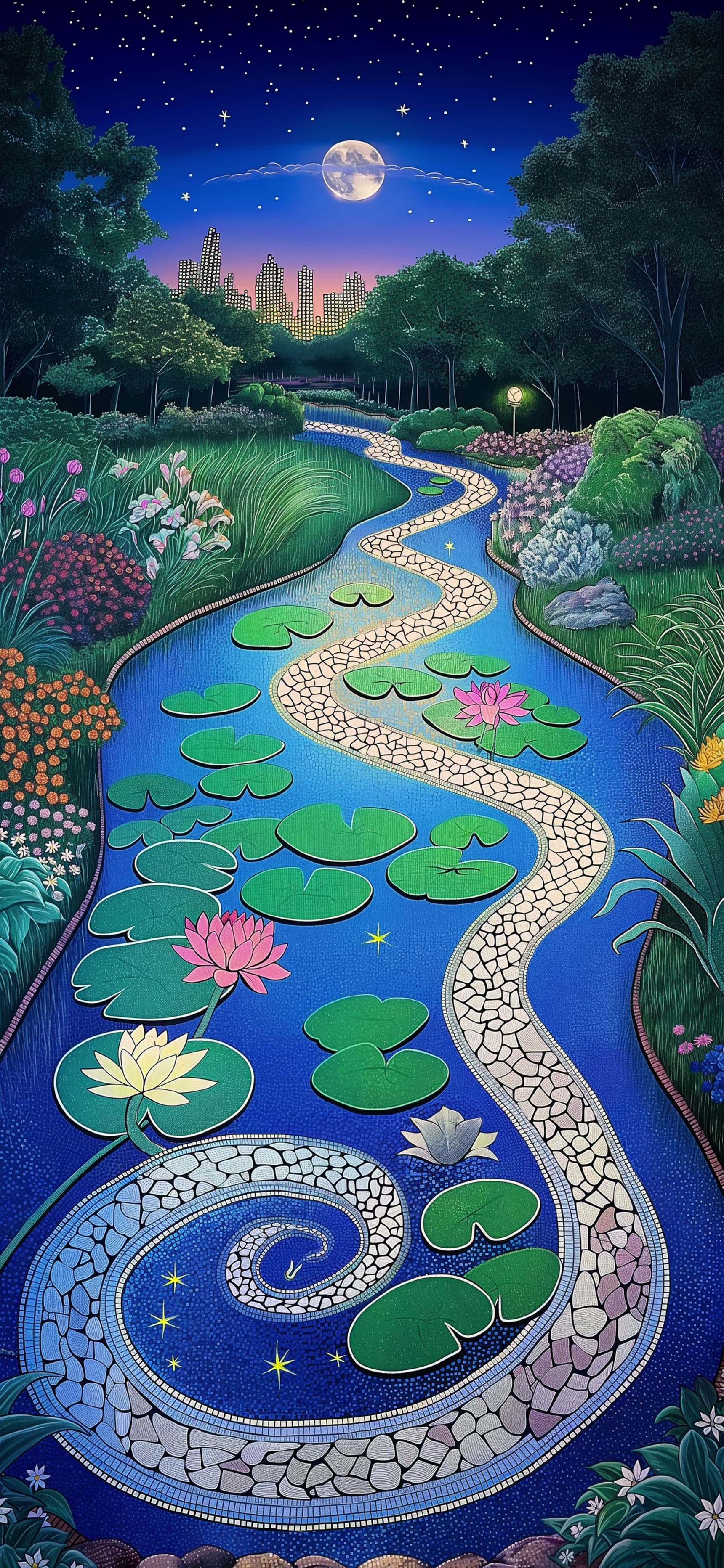 Colorful 3Moon Garden - free phone wallpaper