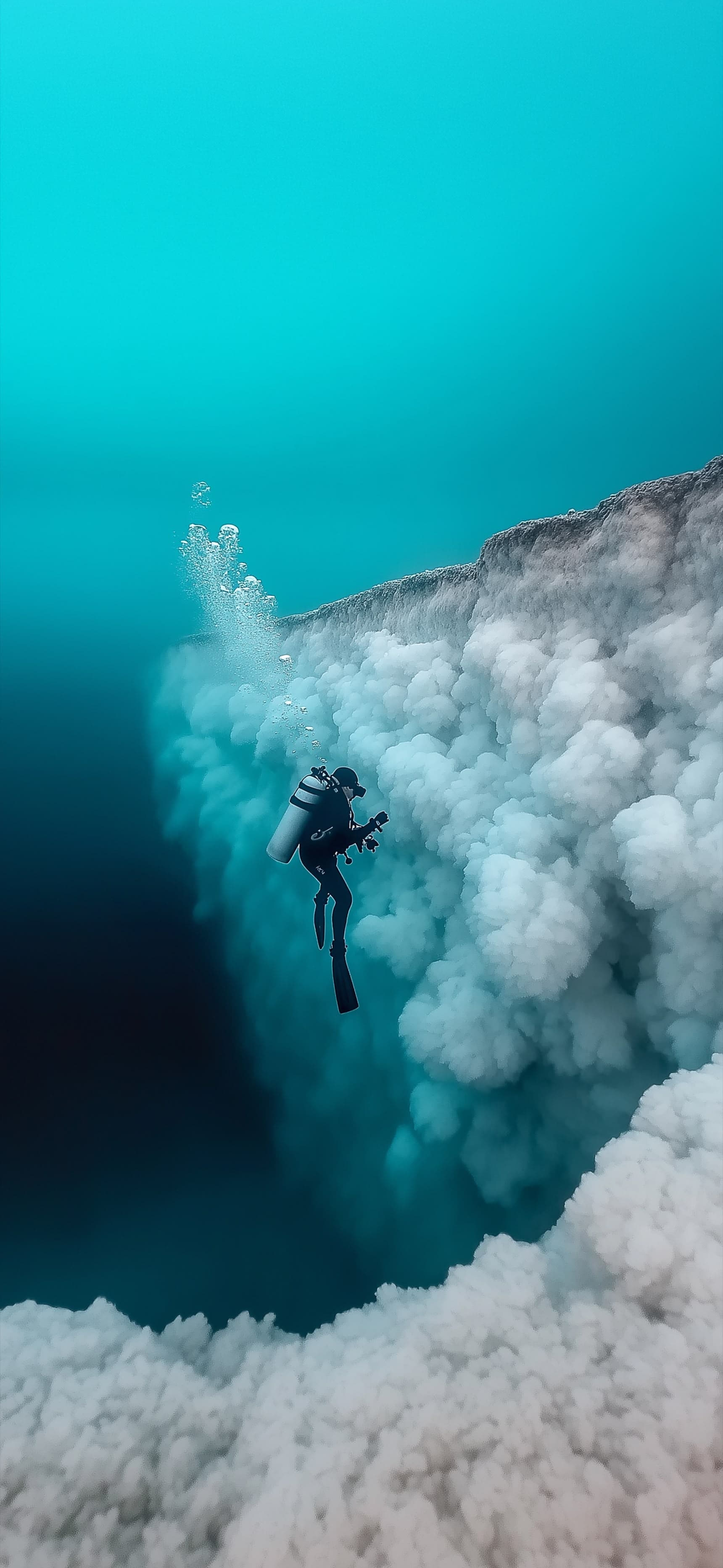 Underwater Diver Abyss - free phone wallpaper