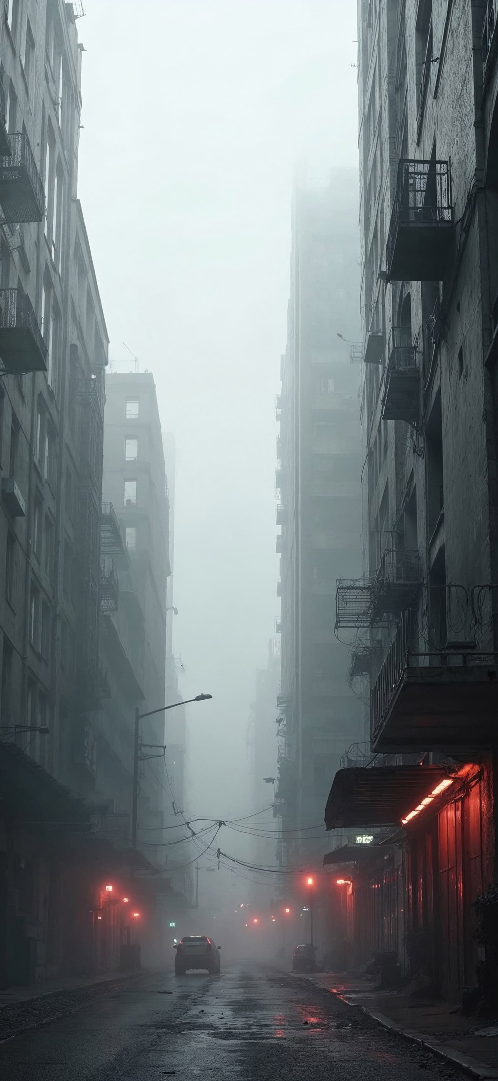 Eerie Urban Fog - free phone wallpaper
